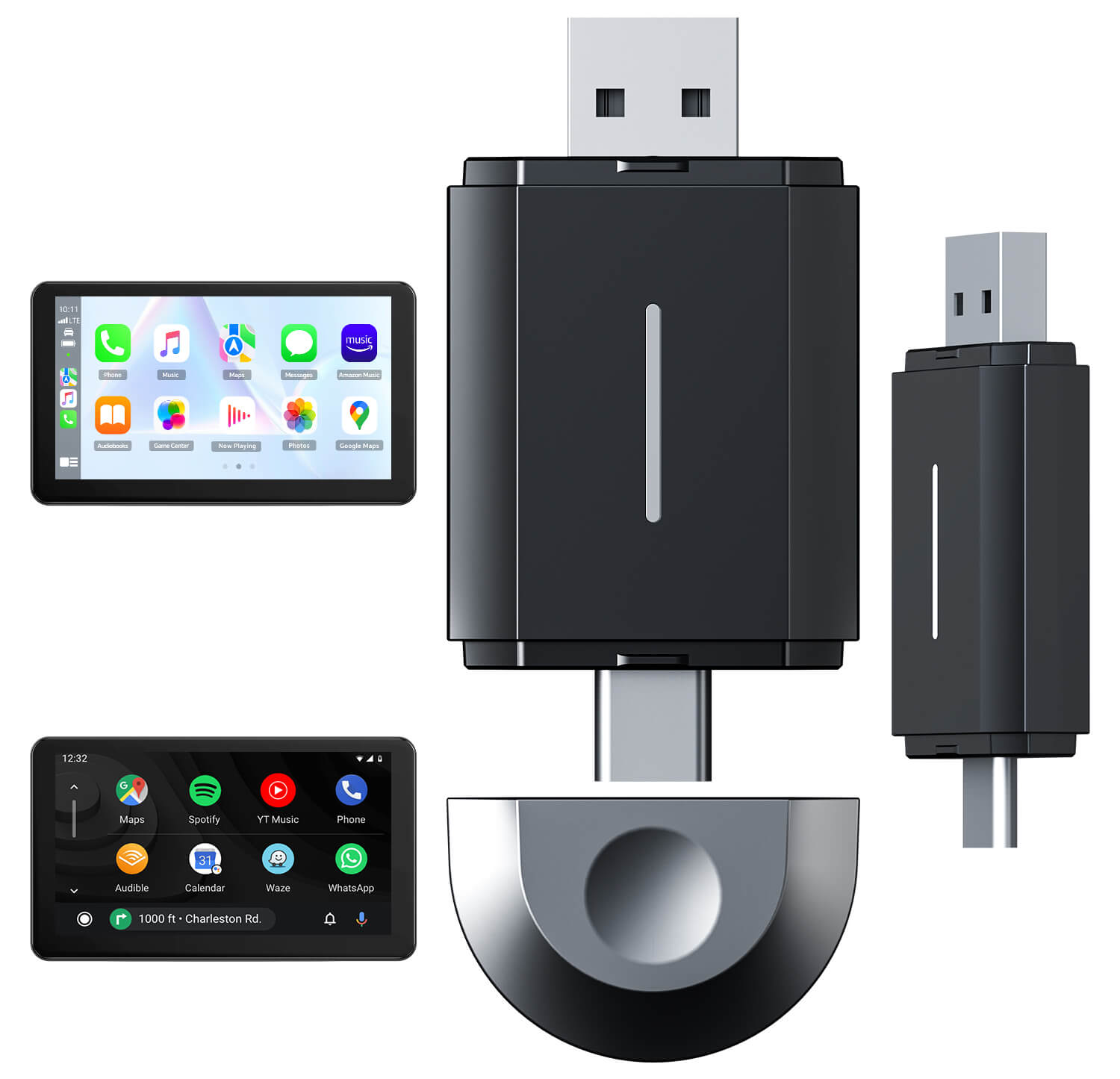 LAMTTO RC20 Upgrade 2 in-1 Wireless CarPlay/Android Adapter, Converts factory-wired CarPlay/Android to Wireless, Fit for All Cars from 2016