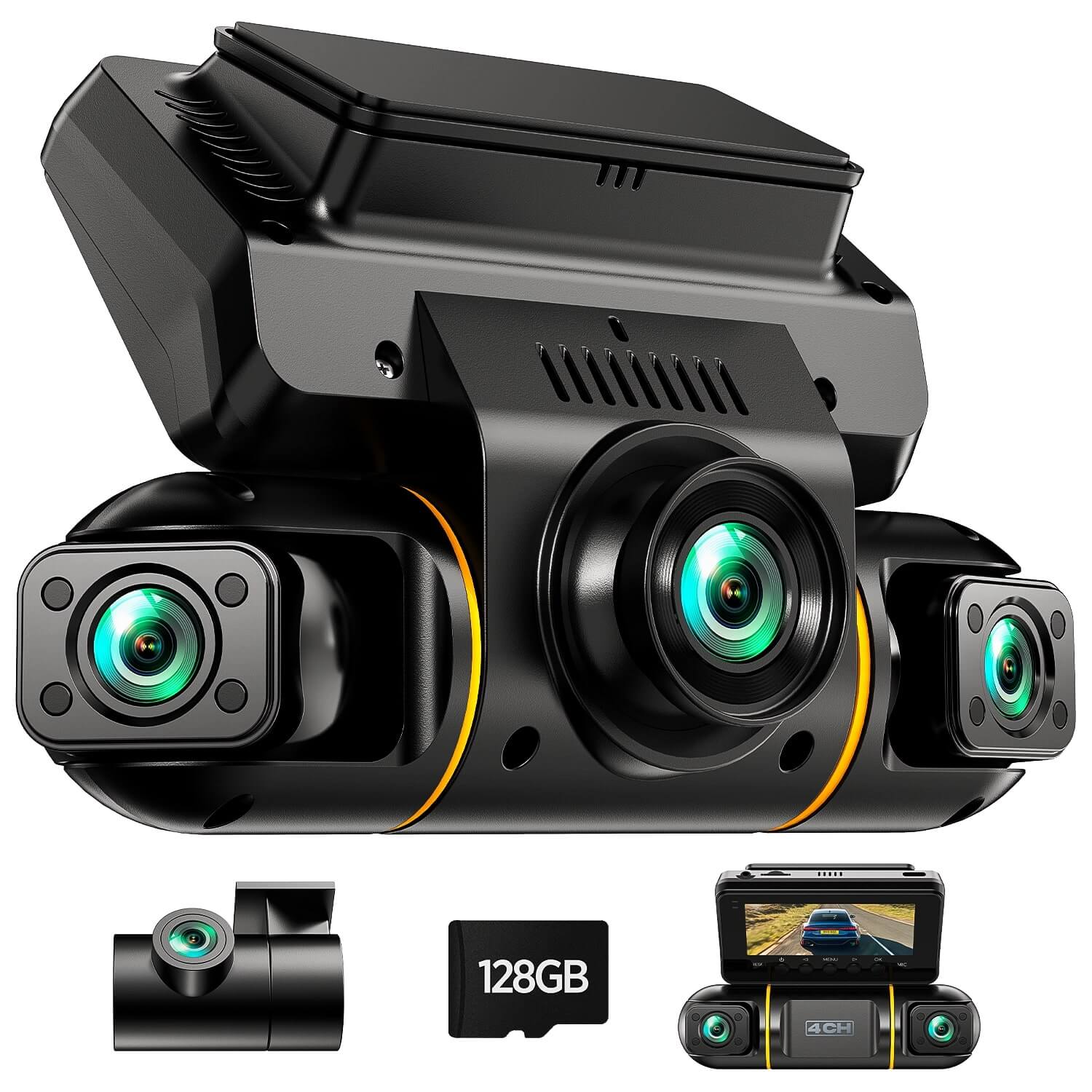 Lamtto DC21 360ยฐ View 1080p FHD 4 Channel Dash Cam