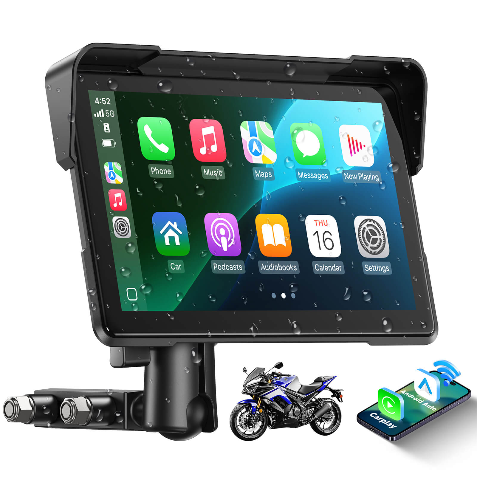 LAMTTO RC19 7" Motorcycle CarPlay & Android Auto Navigation Smart Screen