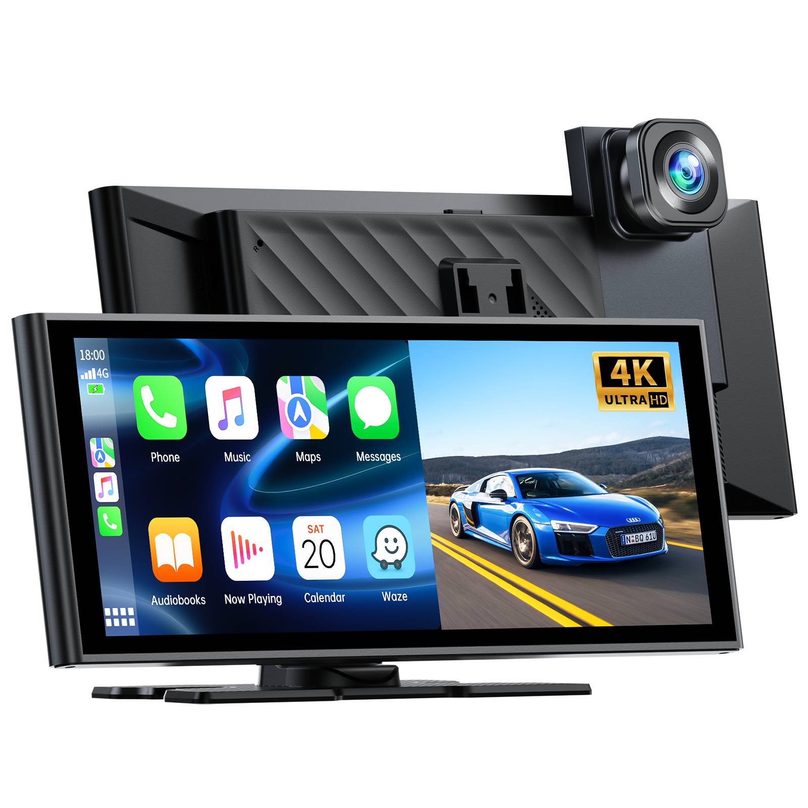 LAMTTO RC14 9.26" Wireless Car Stereo Receiver Protable Carplay Screen for Car with 4K Dash Cam