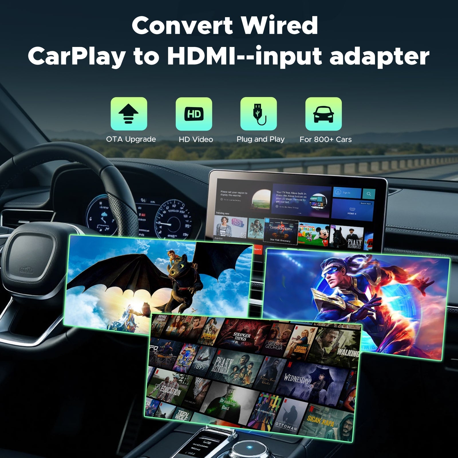 LAMTTO RC25 Car TV Mate Pro HDMI Multimedia & Wireless CarPlay Adapter