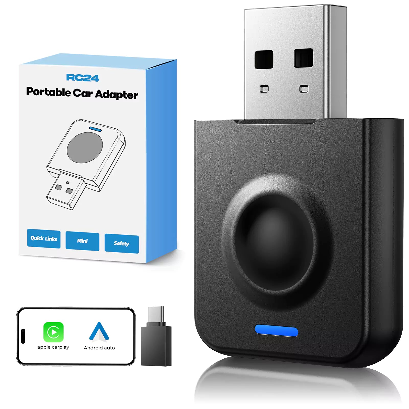 Lamtto RC24 Wireless CarPlay Adapter for Car With No delay & OTA