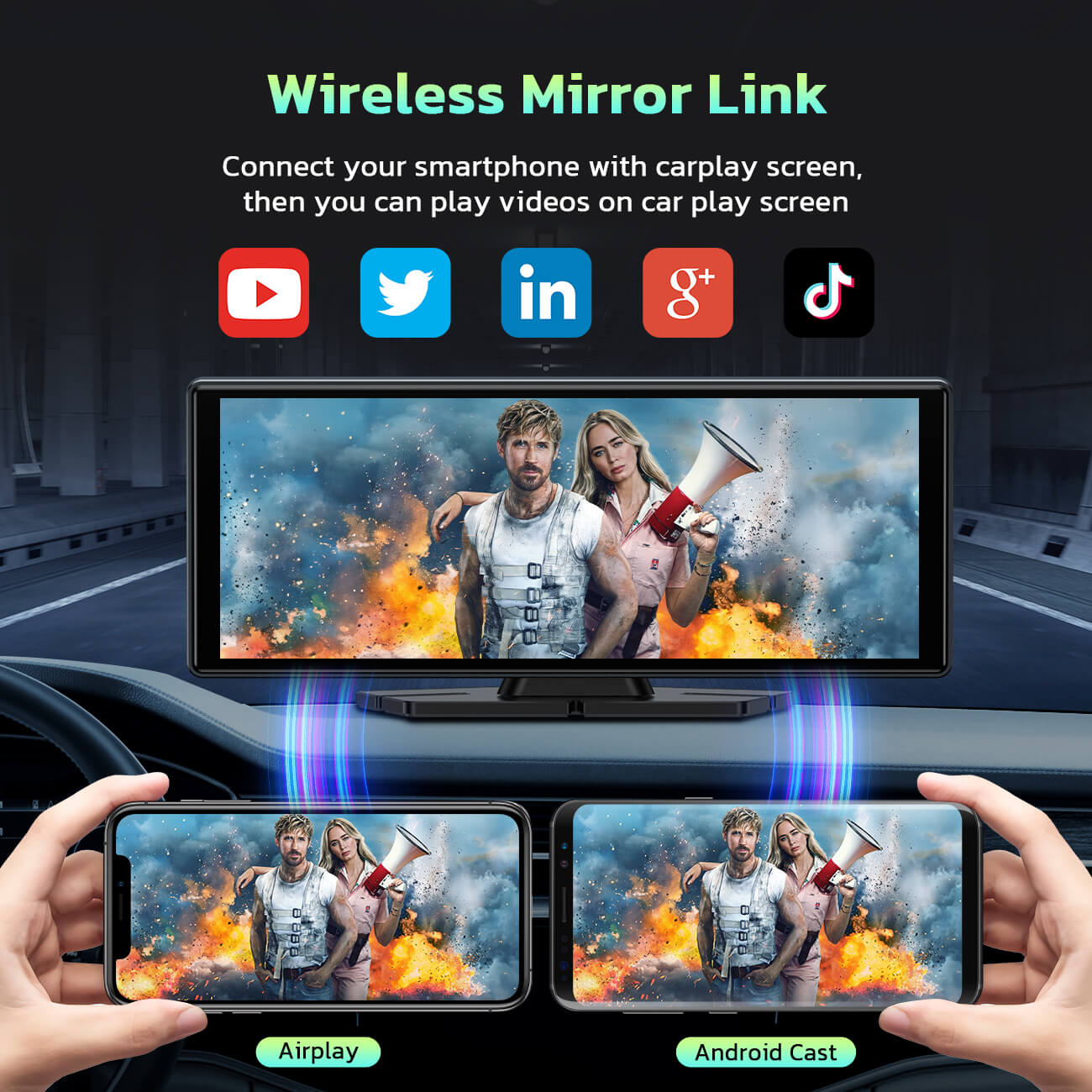 LAMTTO RC16 9.26" Wireless Car Stereo with Carplay & Android Auto for All Vehicles