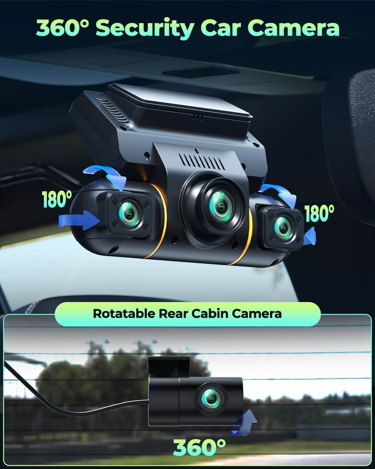 Lamtto DC21 360ยฐ View 1080p FHD 4 Channel Dash Cam