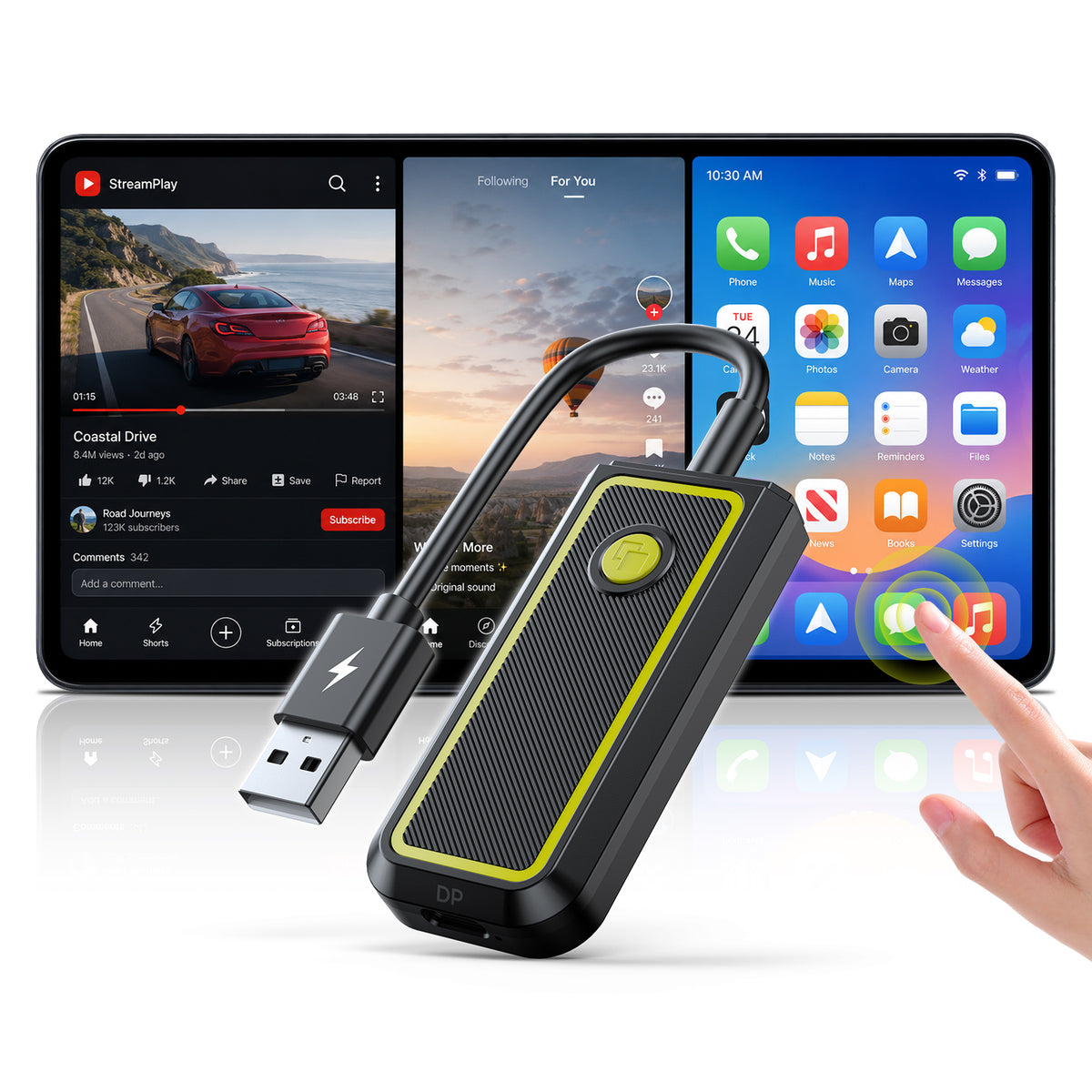 LAMTTO RC33 Mirror Touch Wireless CarPlay Adapter – Full Phone Mirroring & Touch Control