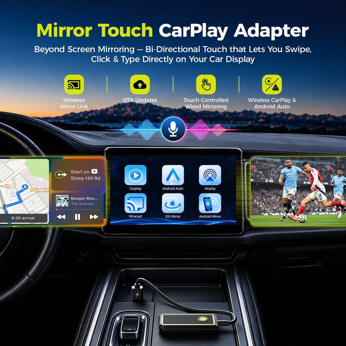 LAMTTO RC33 Mirror Touch Wireless CarPlay Adapter – Full Phone Mirroring & Touch Control