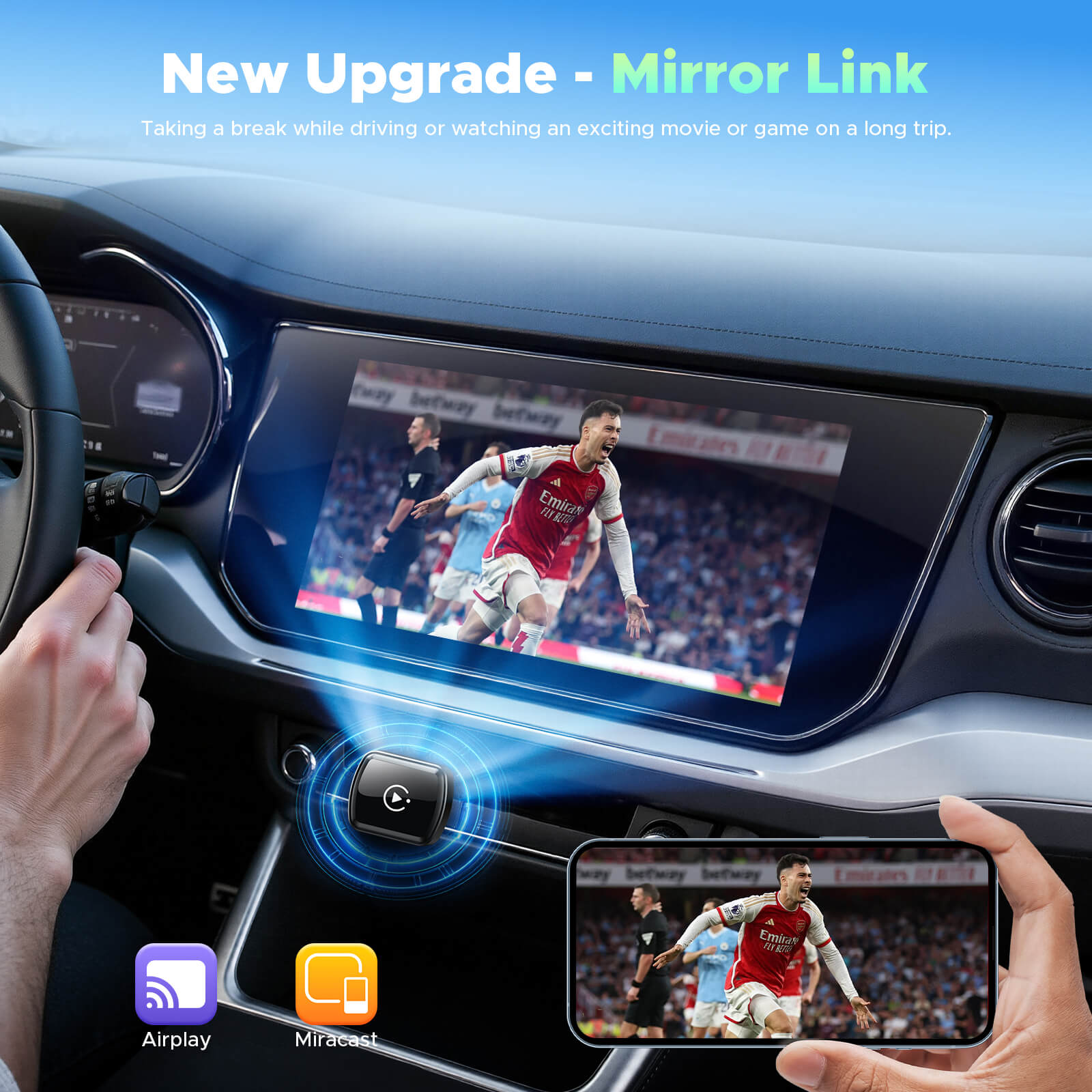 LAMTTO RC34 3 in 1 Ultra Mini Mirror Link Wireless CarPlay & Android Auto Adapter