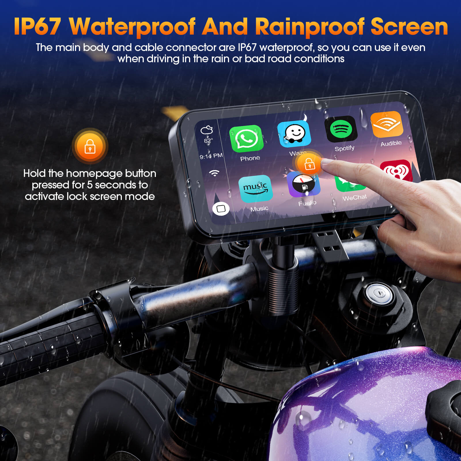 LAMTTO RC15 6.25" Motorcycle Audio Touch Screen Wireless Carplay/Android Auto for Motorcycle
