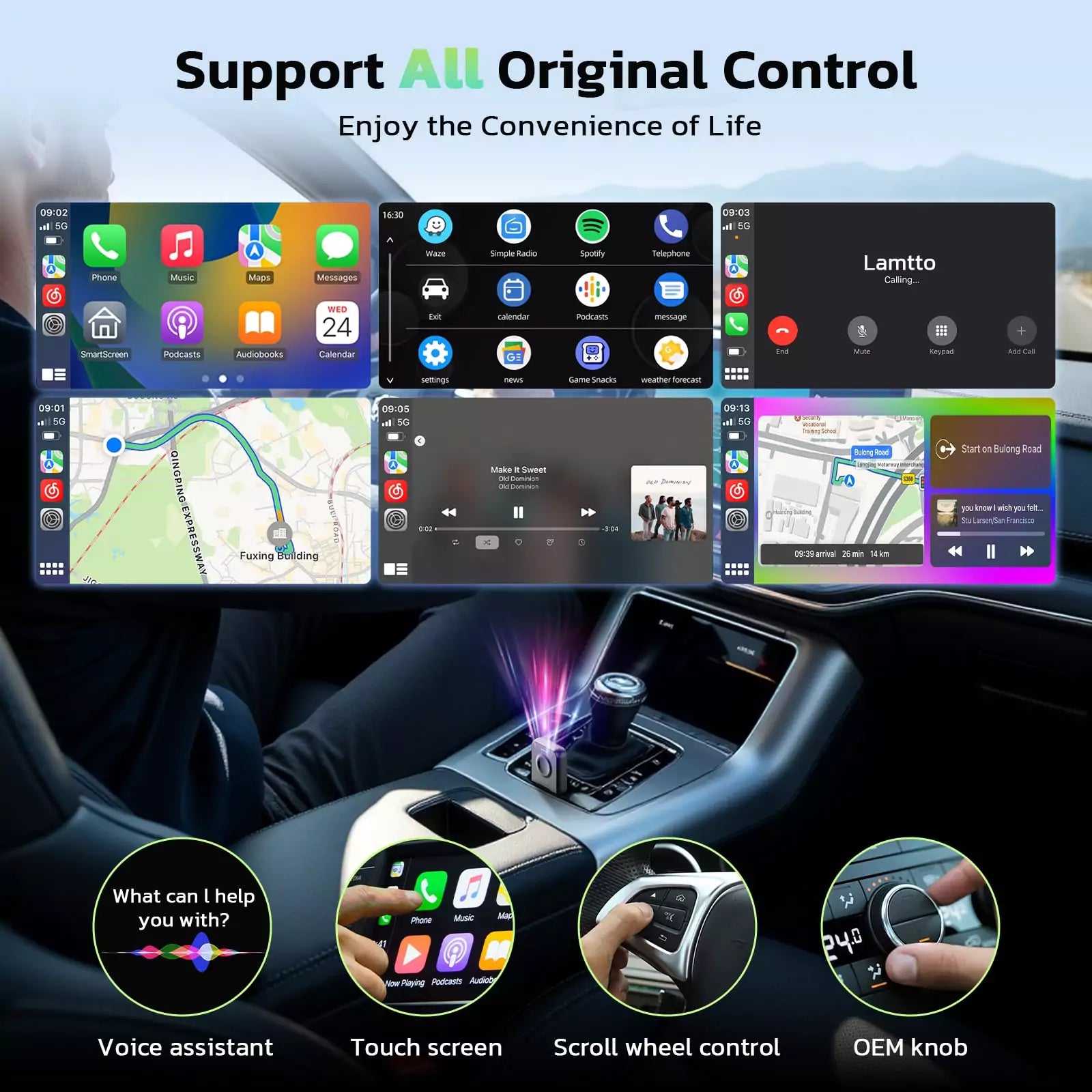 Lamtto RC24 Wireless CarPlay Adapter for Car With No delay & OTA