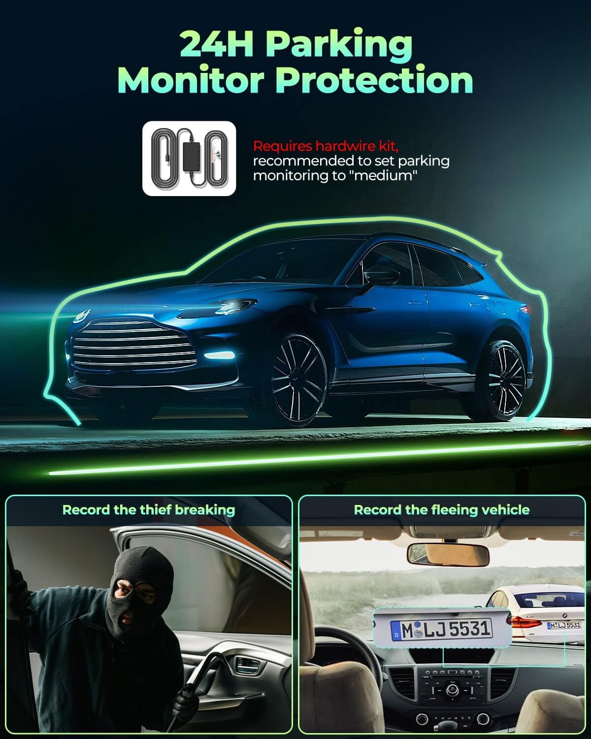 Lamtto DC21 360ยฐ View 1080p FHD 4 Channel Dash Cam
