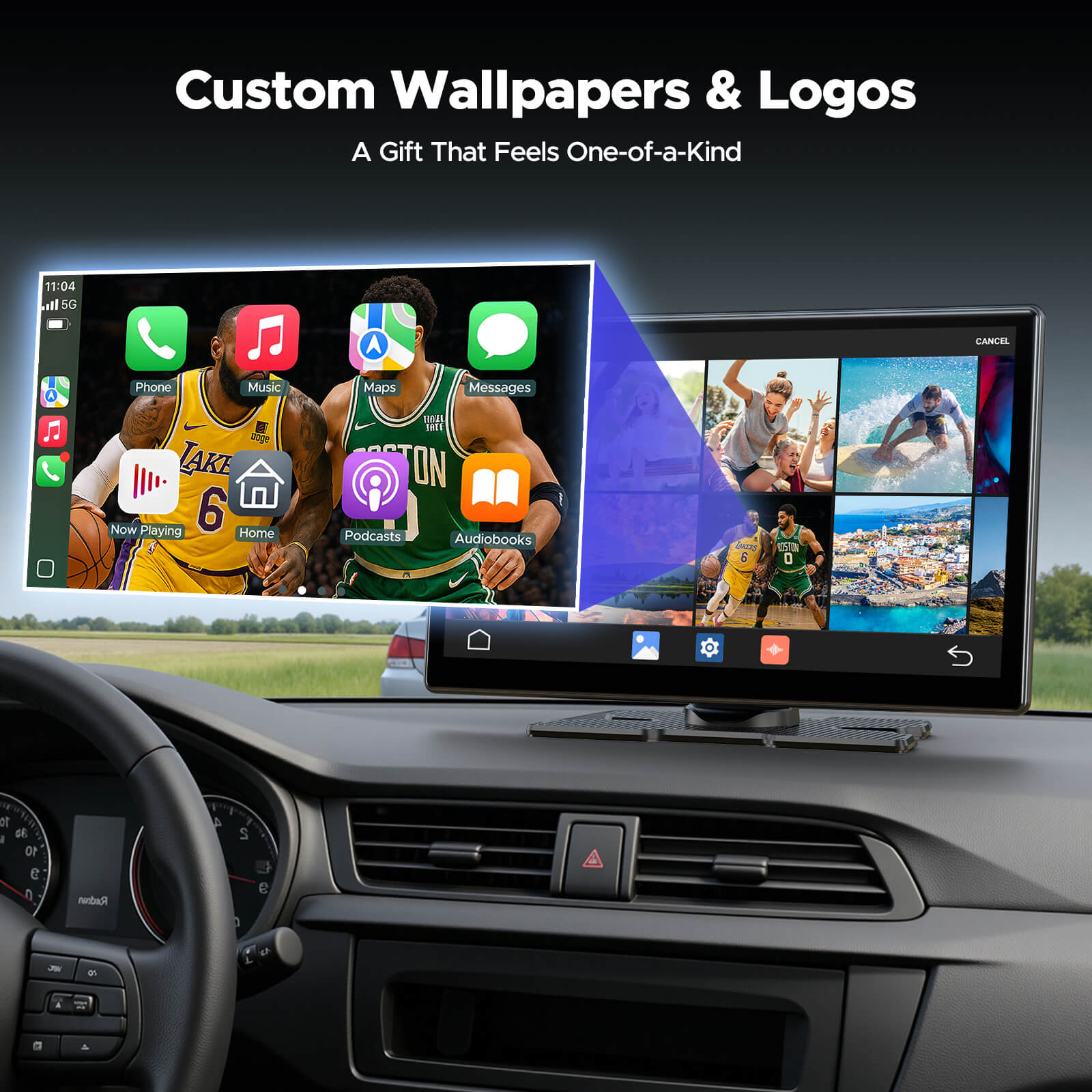 LAMTTO RC30 9‘’ Carplay Screen with Netflix YouTube and 1080P Backup Camera