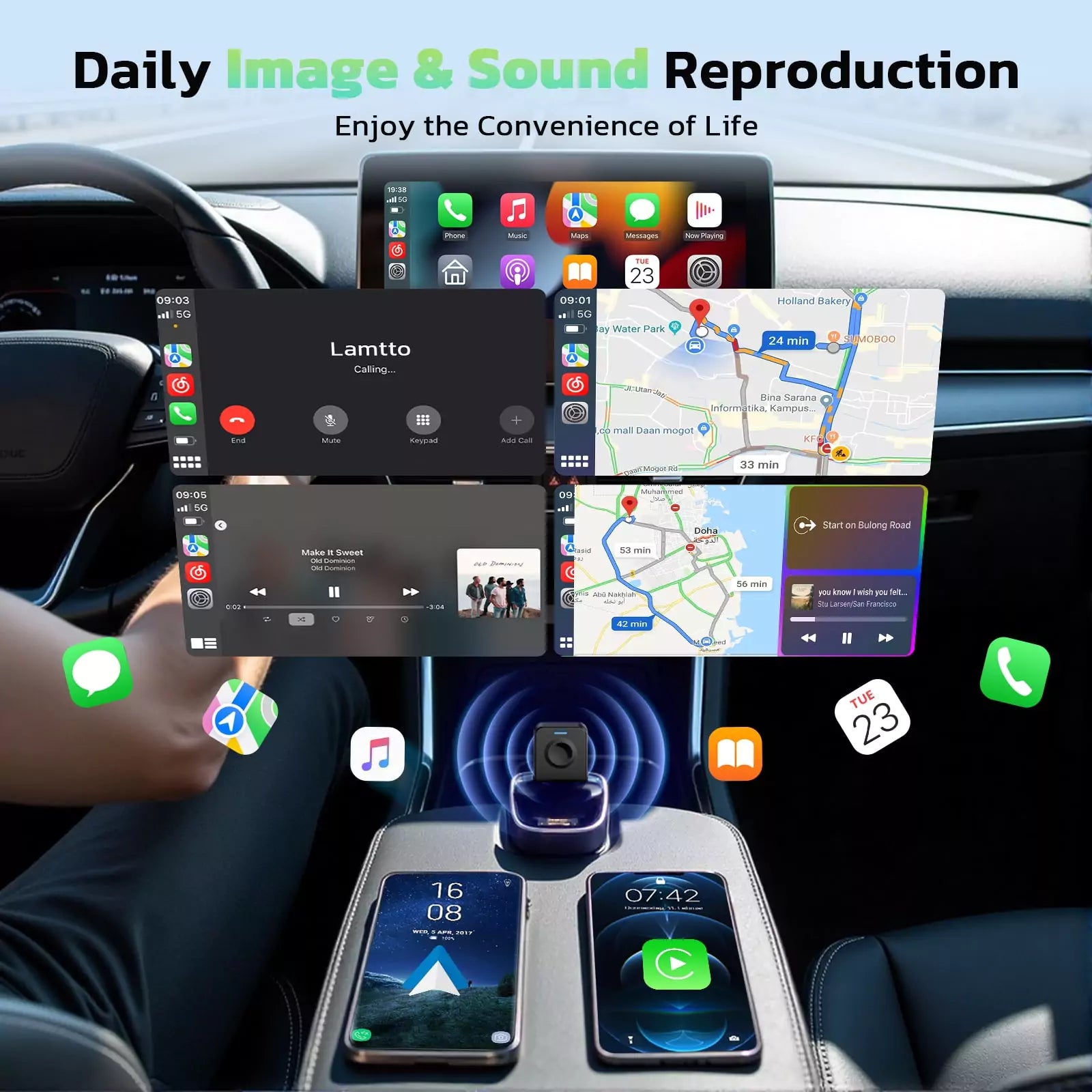 Lamtto RC24 Wireless CarPlay Adapter for Car With No delay & OTA