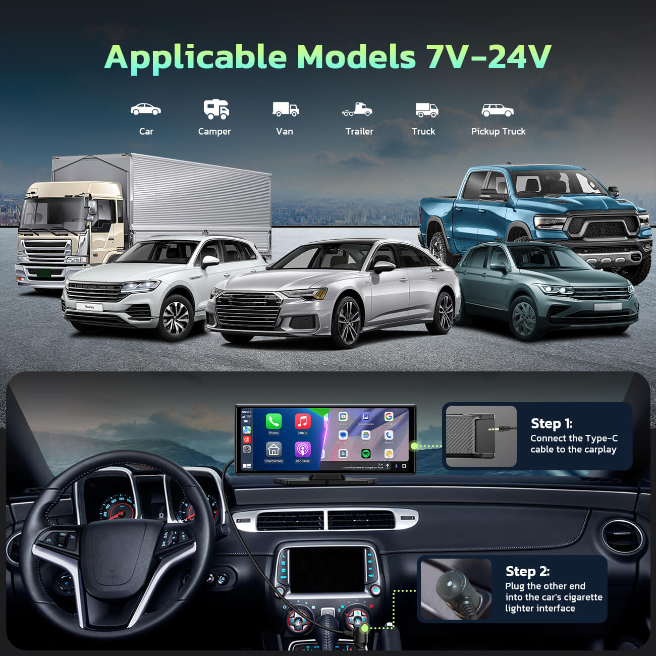 LAMTTO RC16 9.26" Wireless Car Stereo with Carplay & Android Auto for All Vehicles