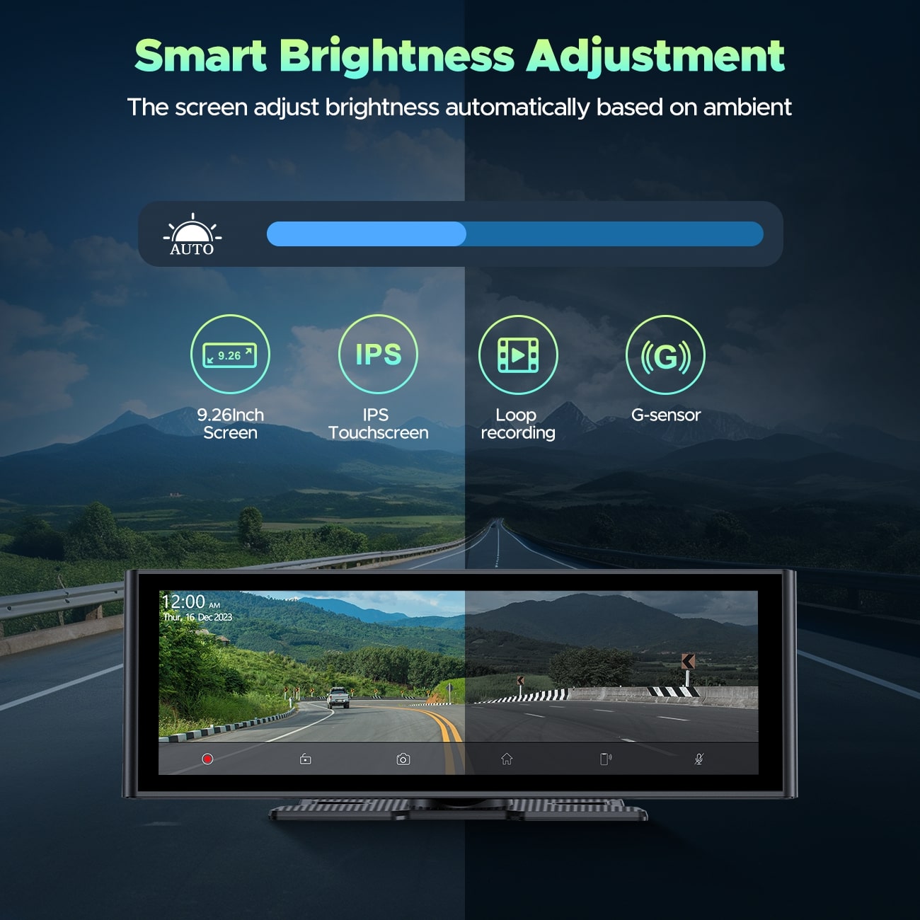 LAMTTO RC14 9.26" Wireless Car Stereo Receiver Protable Carplay Screen for Car with 4K Dash Cam