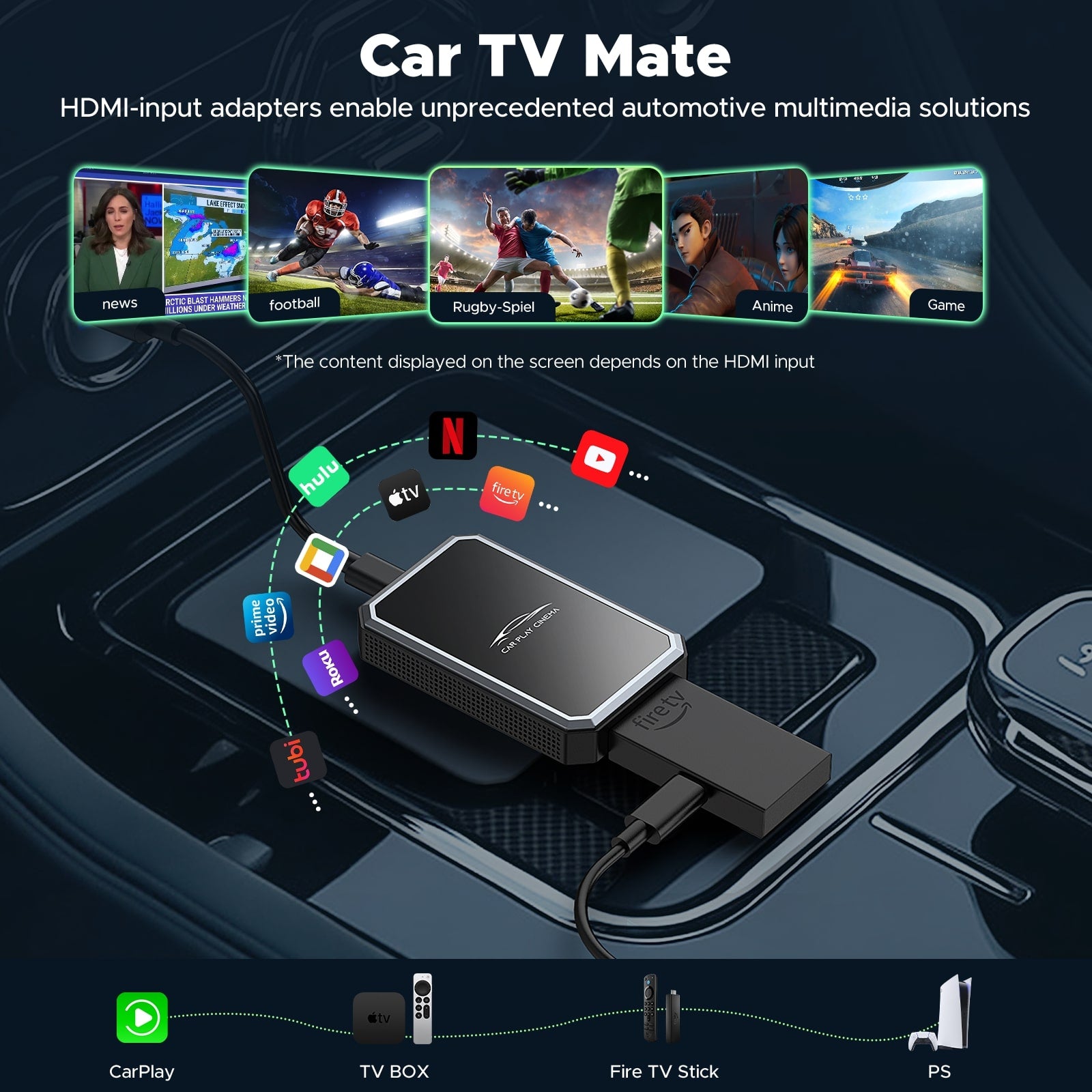 LAMTTO RC25 Car TV Mate Pro HDMI Multimedia & Wireless CarPlay Adapter