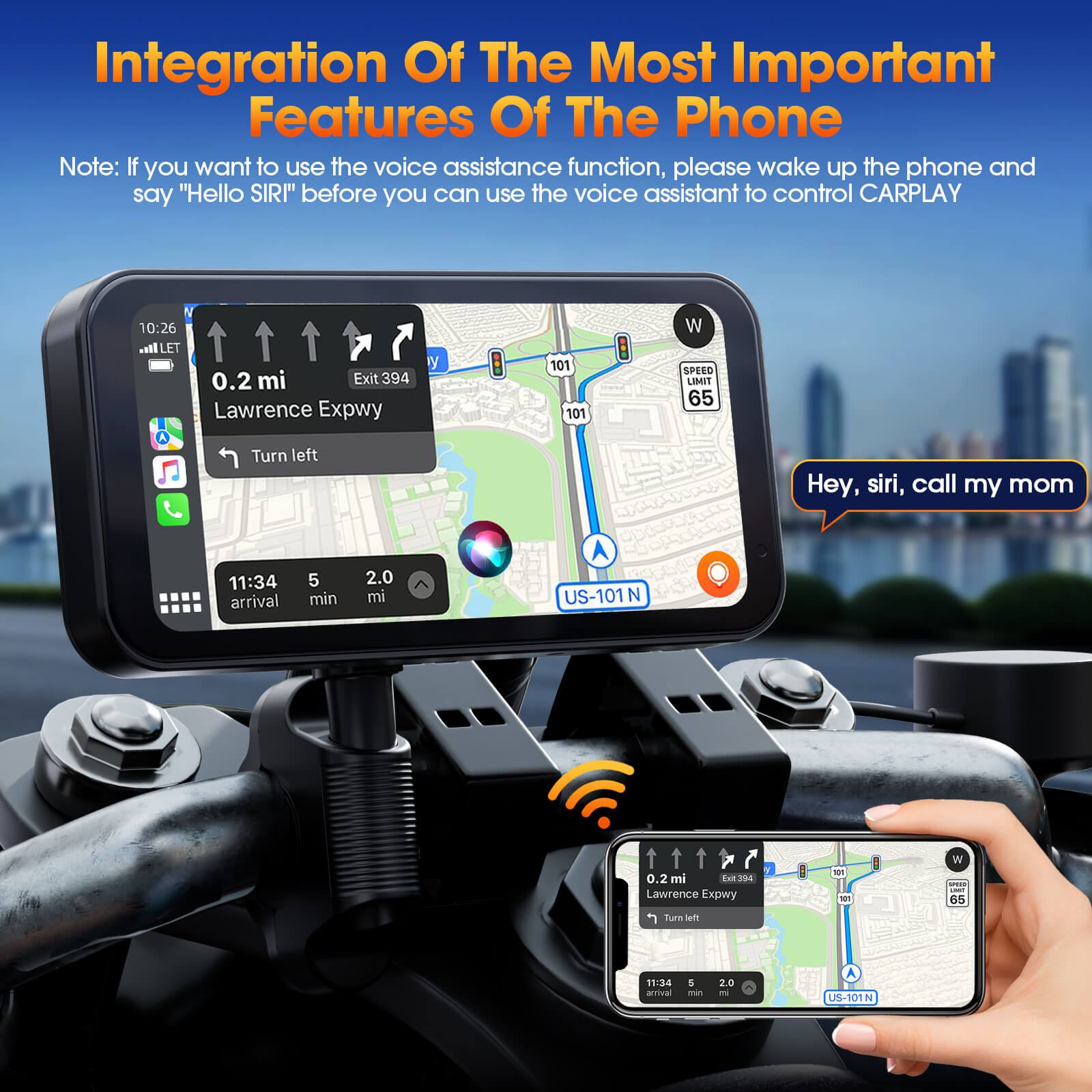 LAMTTO RC15 6.25" Motorcycle Audio Touch Screen Wireless Carplay/Android Auto for Motorcycle