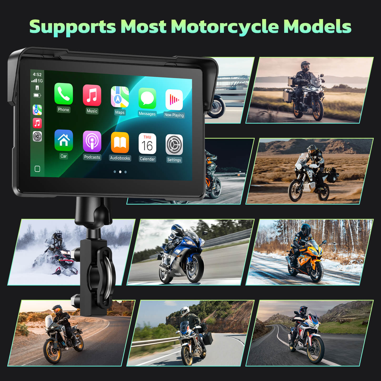 LAMTTO RC19 7" Motorcycle CarPlay & Android Auto Navigation Smart Screen