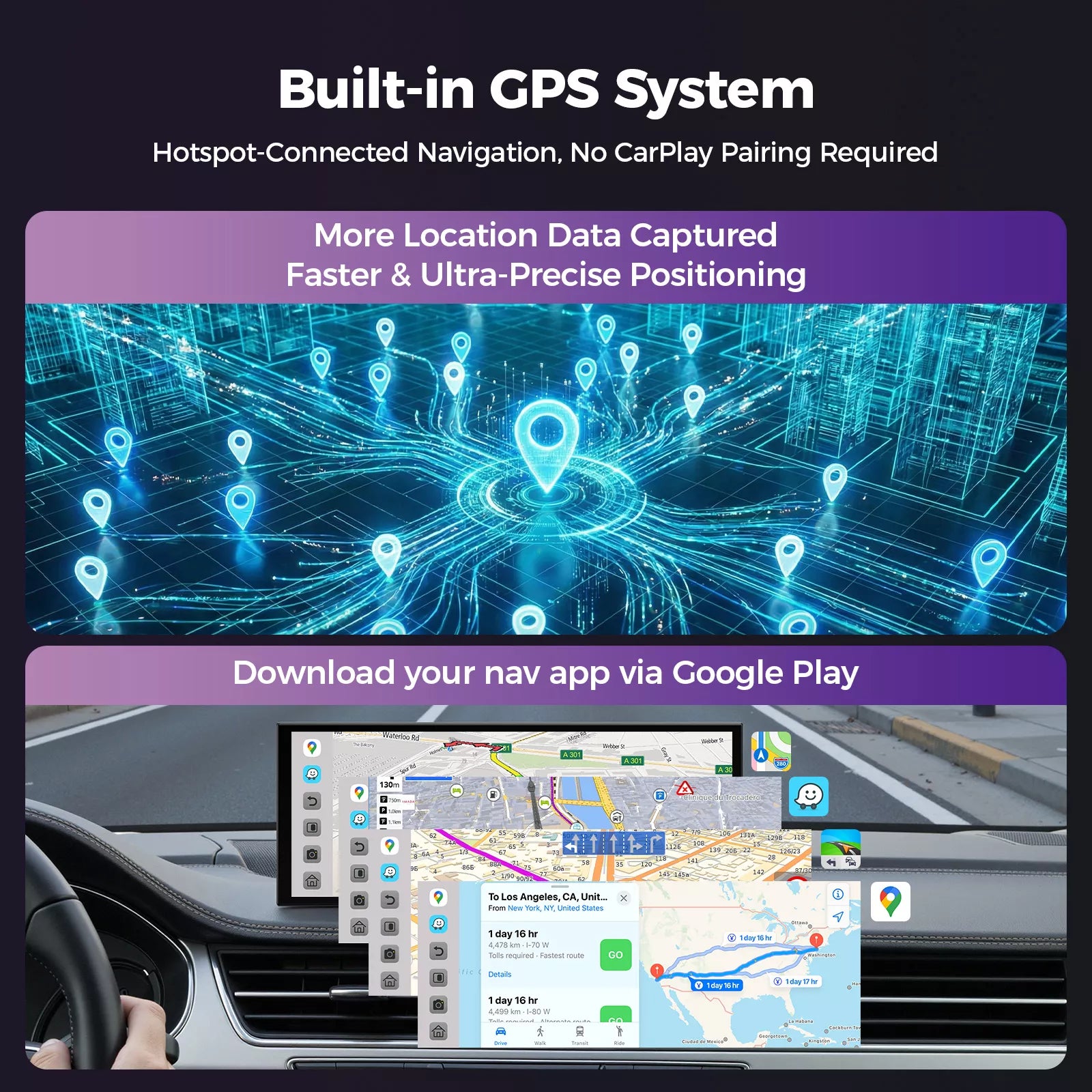LAMTTO RC32 11’’ AI Wireless CarPlay with Google Play & Gemini AI Display turn Any Car Into a Smart AI Dashboard