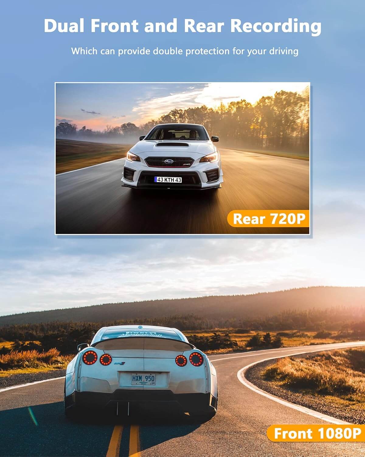 LAMTTO DC07 1080P Full HD Dash Cam Front and Back with SD Card