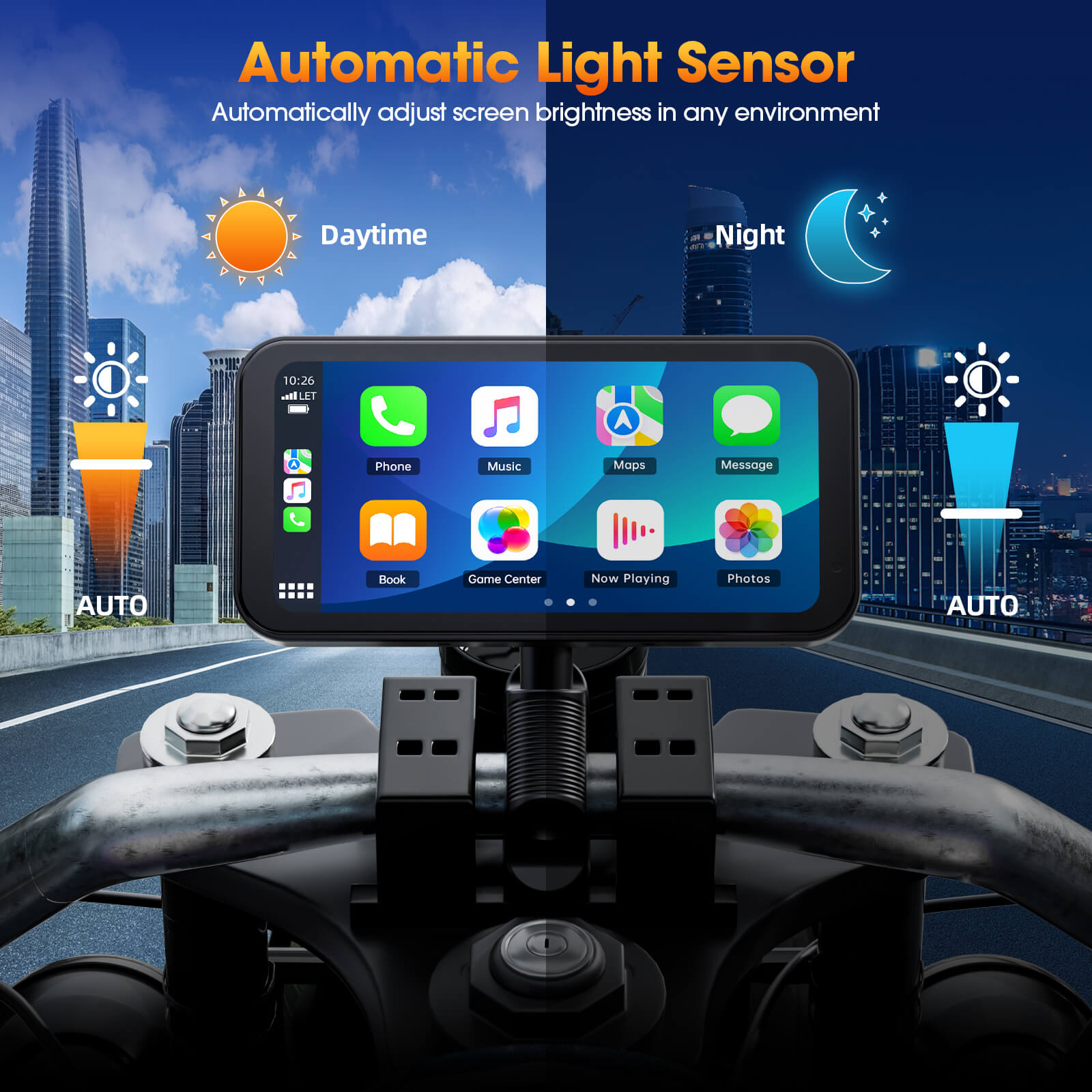 LAMTTO RC15 6.25" Motorcycle Audio Touch Screen Wireless Carplay/Android Auto for Motorcycle