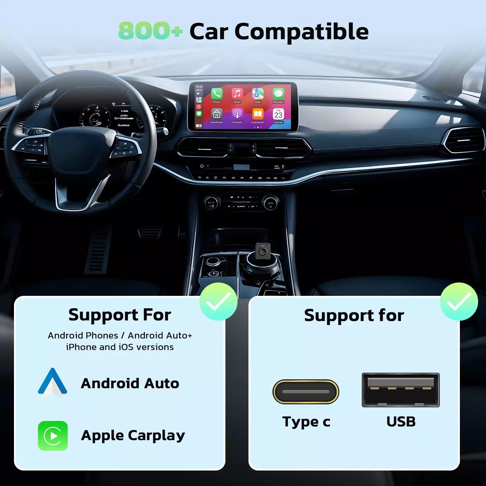 Lamtto RC24 Wireless CarPlay Adapter for Car With No delay & OTA