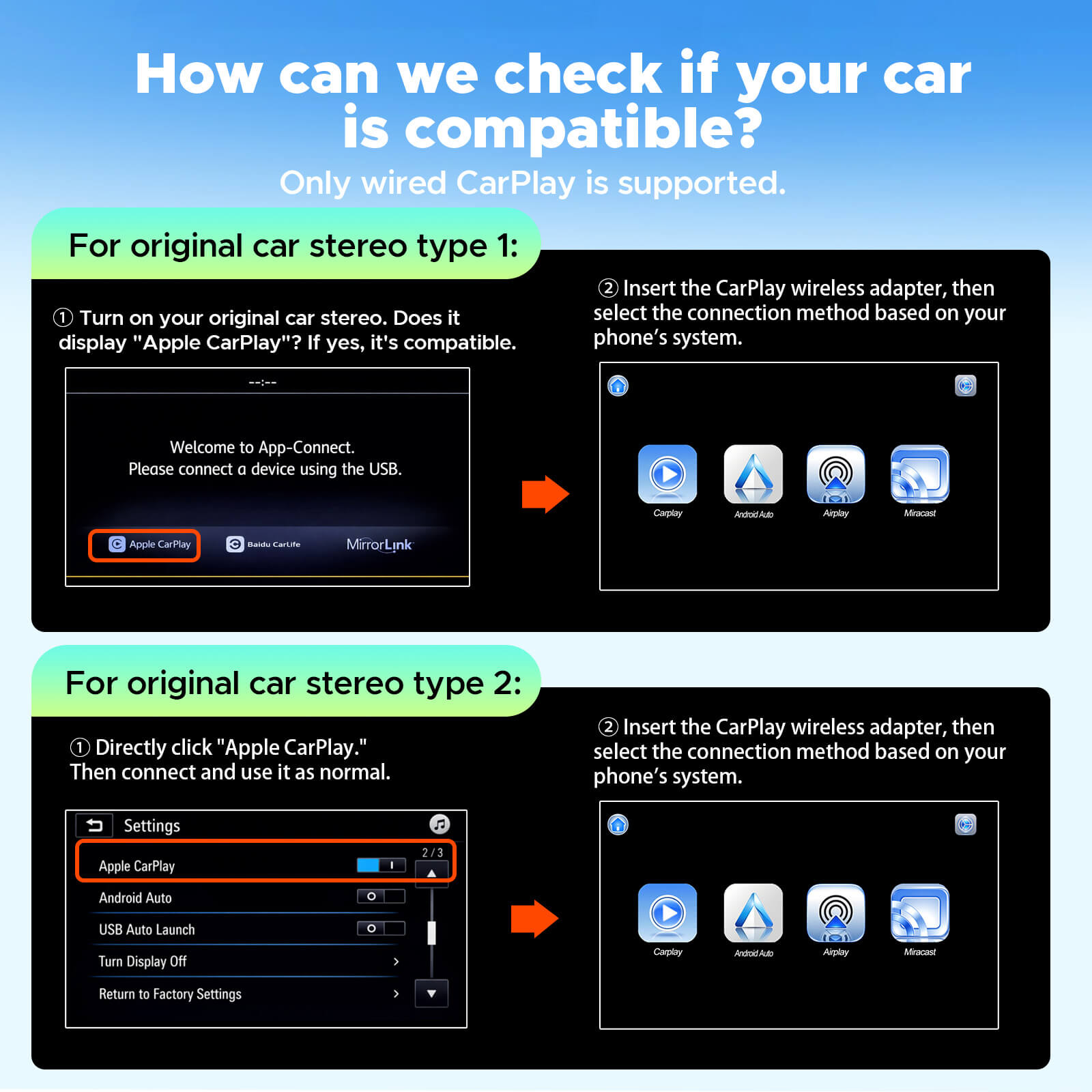 LAMTTO RC34 3 in 1 Ultra Mini Mirror Link Wireless CarPlay & Android Auto Adapter