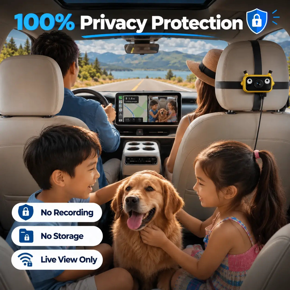 LAMTTO RC38 Baby Monitor Camera for Cars with Wireless CarPlay Adapter