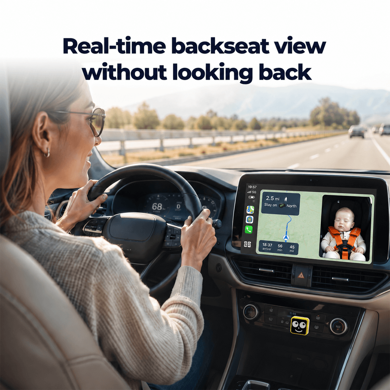 LAMTTO RC38 Baby Monitor Camera for Cars with Wireless CarPlay Adapter