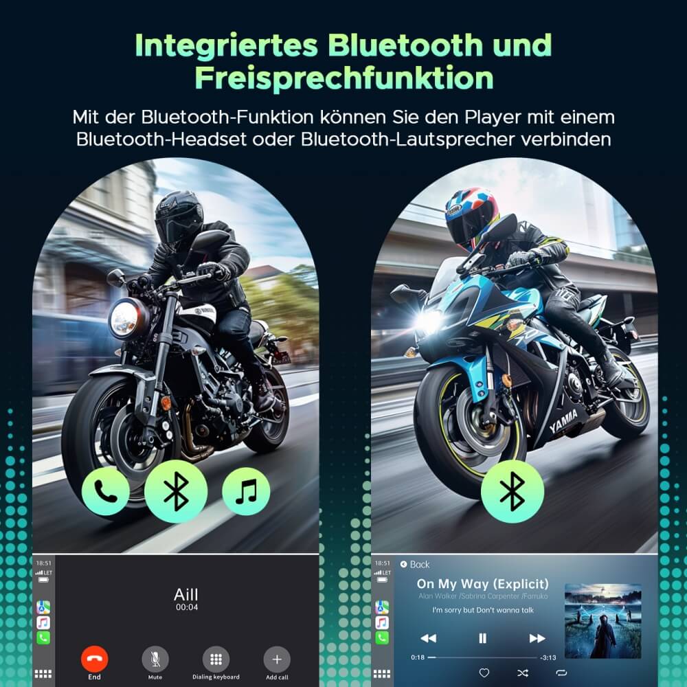 Lamto RC15 6.25" Motorcycle Carplay Screen Drahtlose Tragbare A-pple Carplay & Android Auto