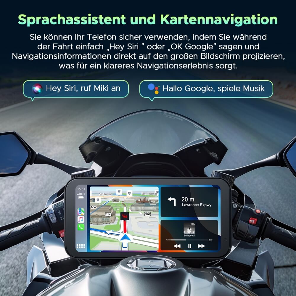 Lamto RC15 6.25" Motorcycle Carplay Screen Drahtlose Tragbare A-pple Carplay & Android Auto