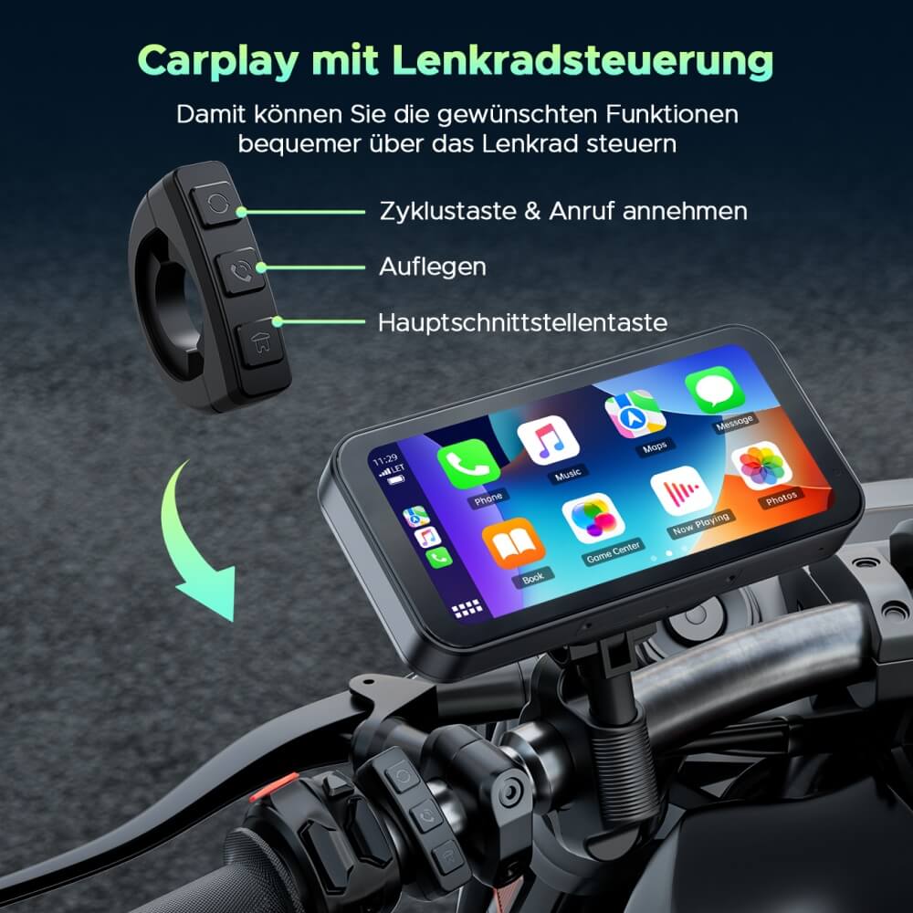 Lamto RC15 6.25" Motorcycle Carplay Screen Drahtlose Tragbare A-pple Carplay & Android Auto