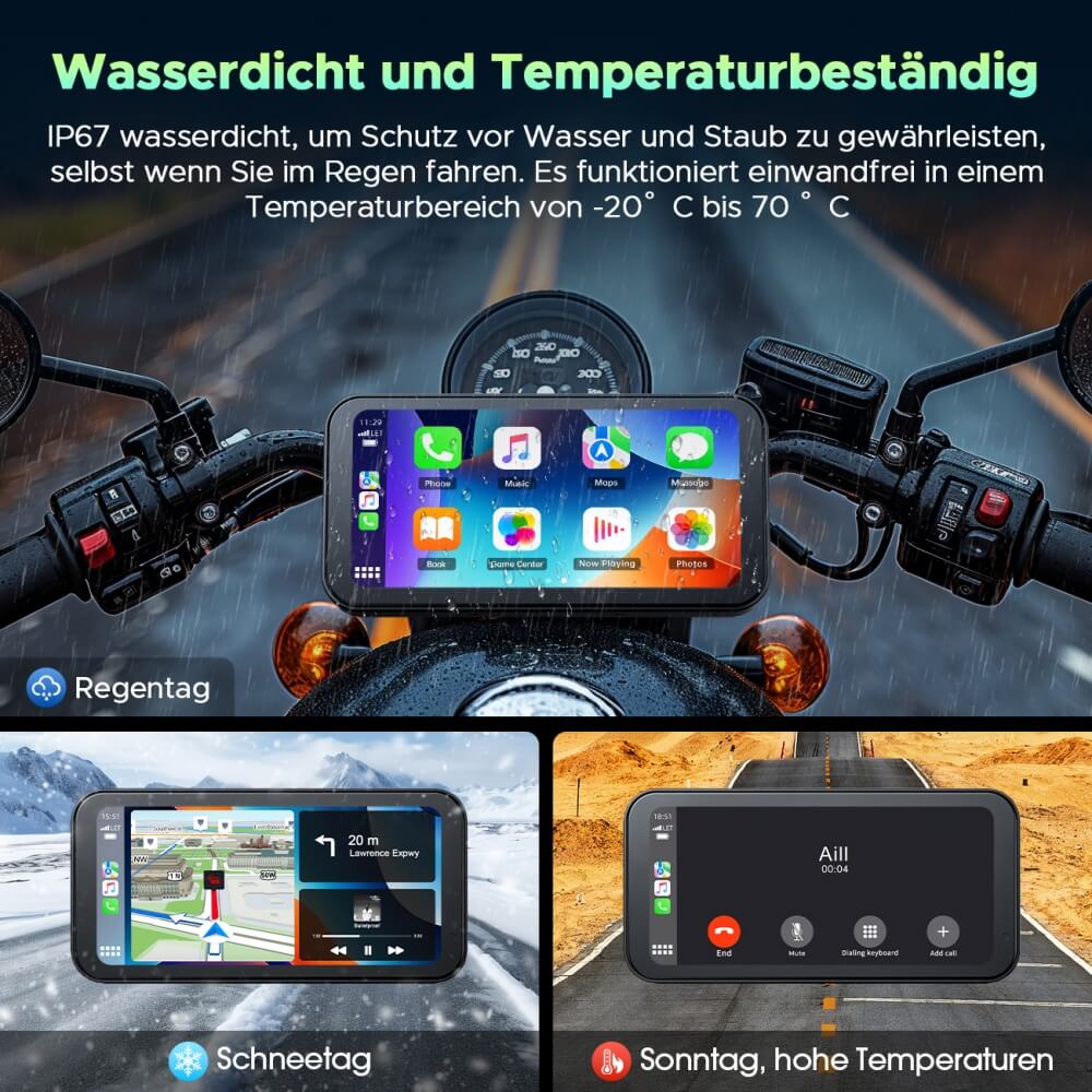 Lamto RC15 6.25" Motorcycle Carplay Screen Drahtlose Tragbare A-pple Carplay & Android Auto