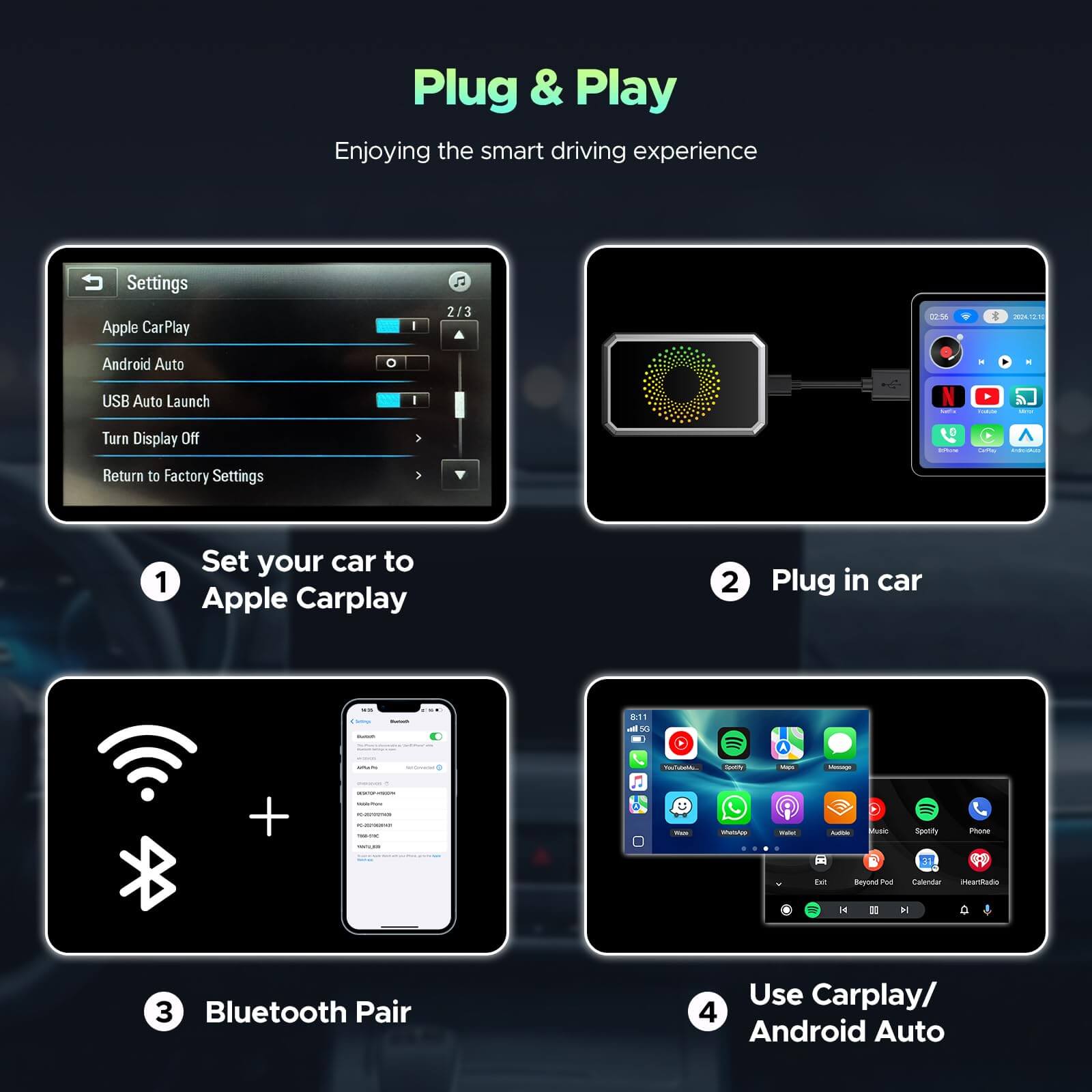 LAMTTO RC23 3-in-1 Magic Video Carplay Box for Streaming Netflix/YouTube/TikTok