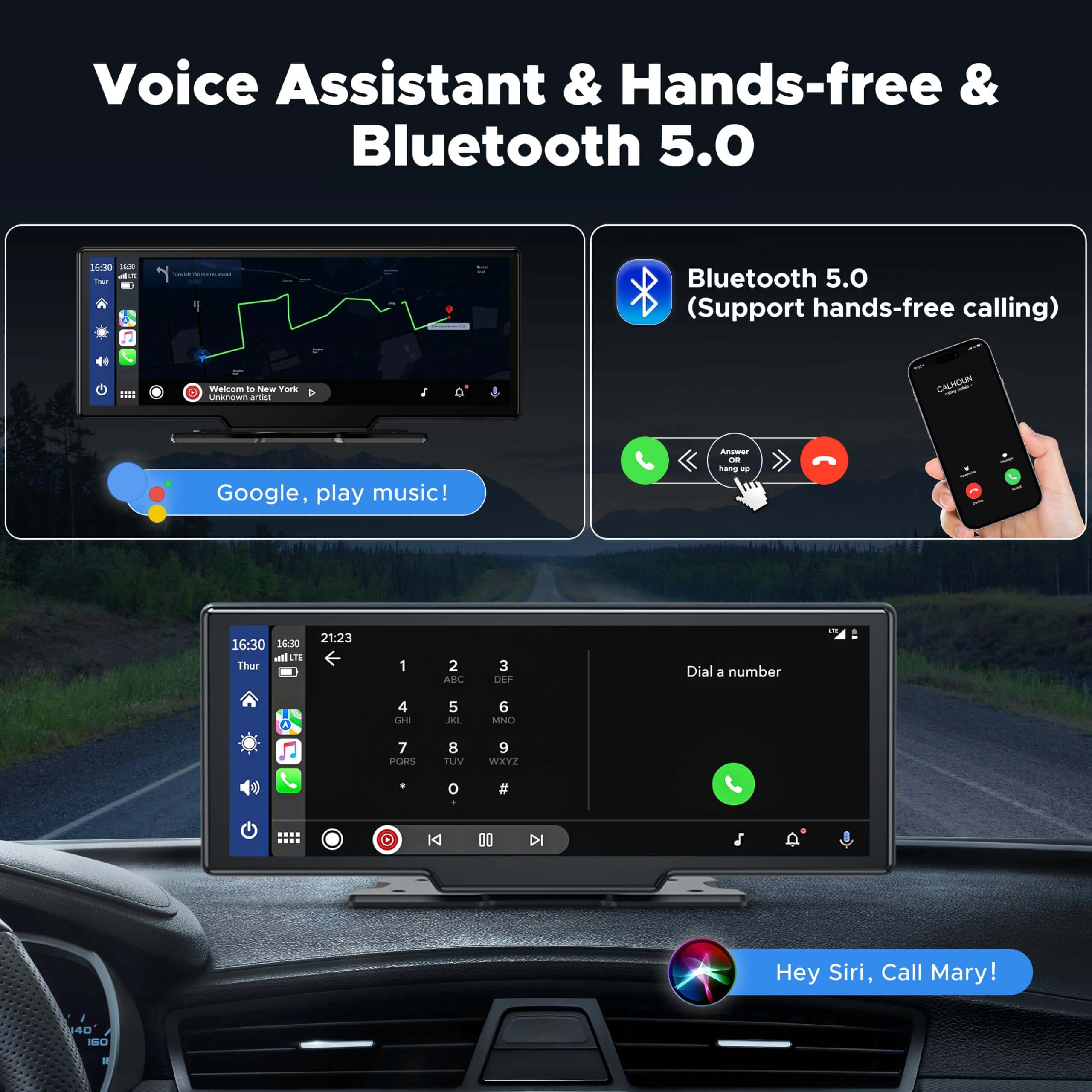 LAMTTO RC06 9.26“ Wireless Car Stereo Carplay & Android Auto With Dual Cameras