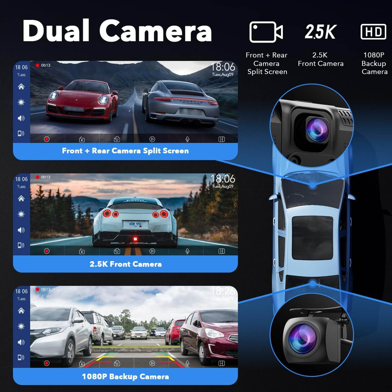 LAMTTO RC06 9.26“ Wireless Car Stereo Carplay & Android Auto With Dual Cameras