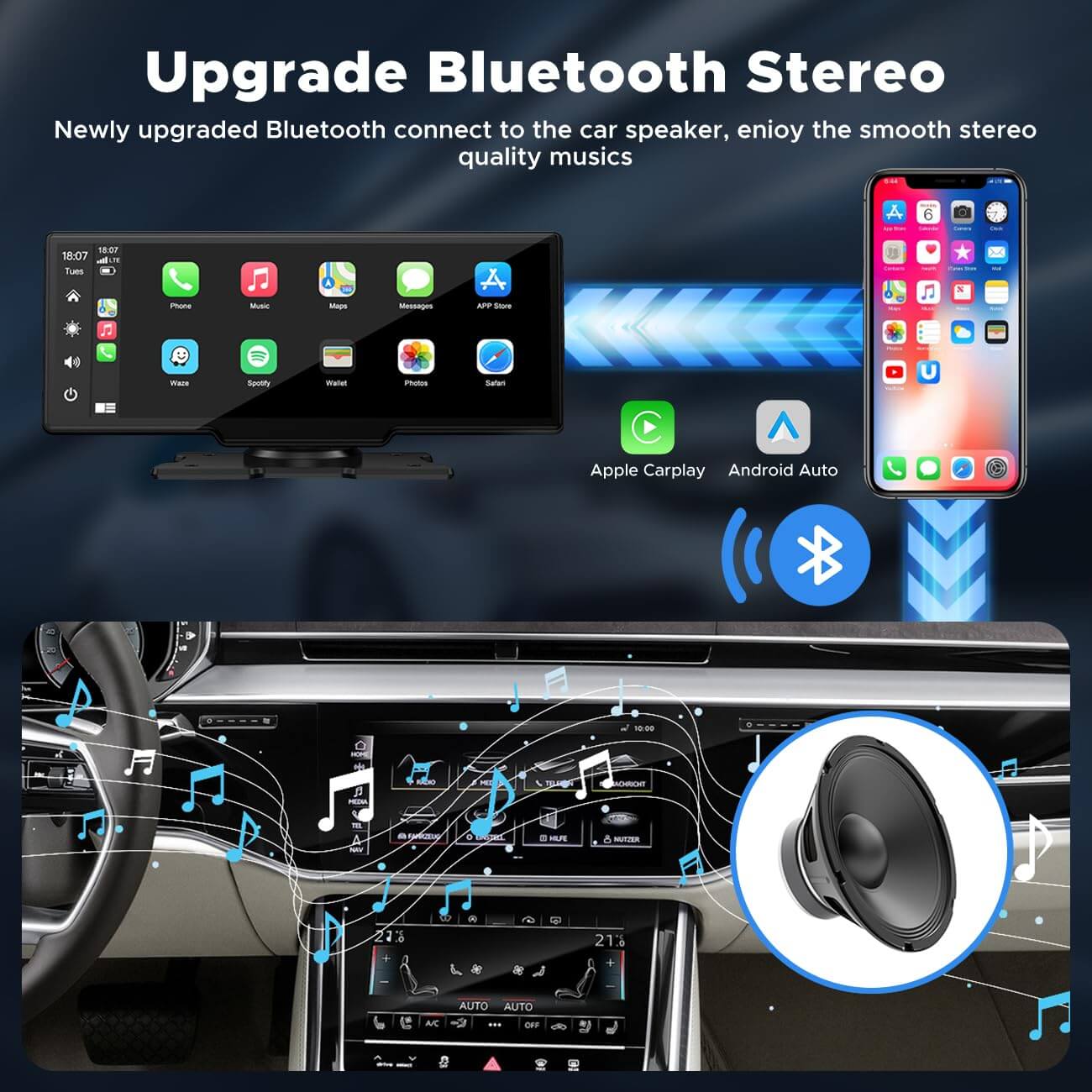 LAMTTO RC06 9.26“ Wireless Car Stereo Carplay & Android Auto With Dual Cameras