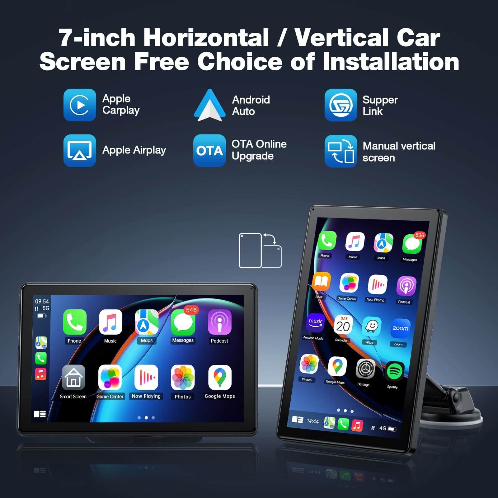 LAMTTO RC18 7" Wireless CarPlay Screen for Car With OTA Updates