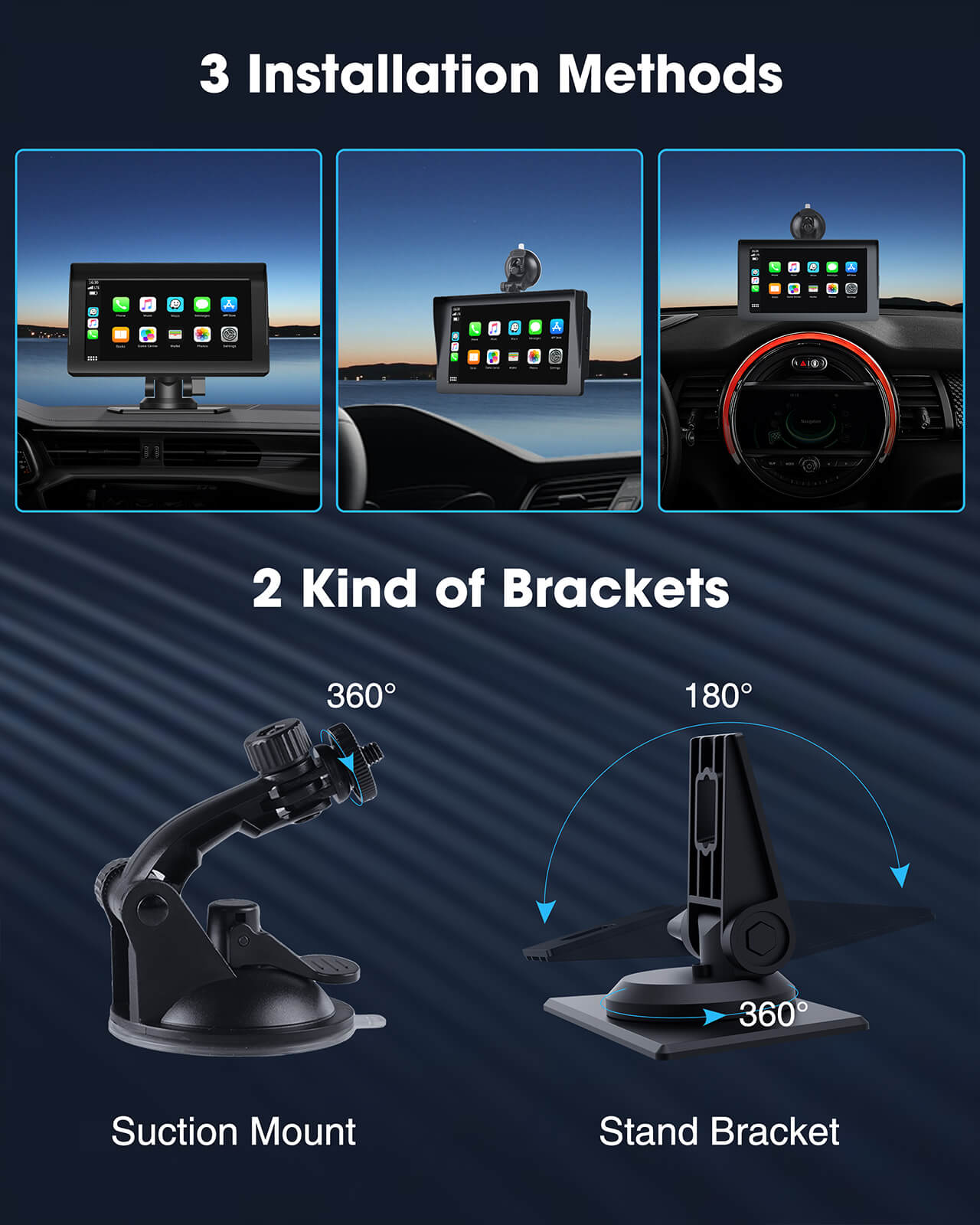 LAMTTO RC04 7'' Wireless Apple Carplay & Android Auto for Car Stereo With 1080P Backup Camera