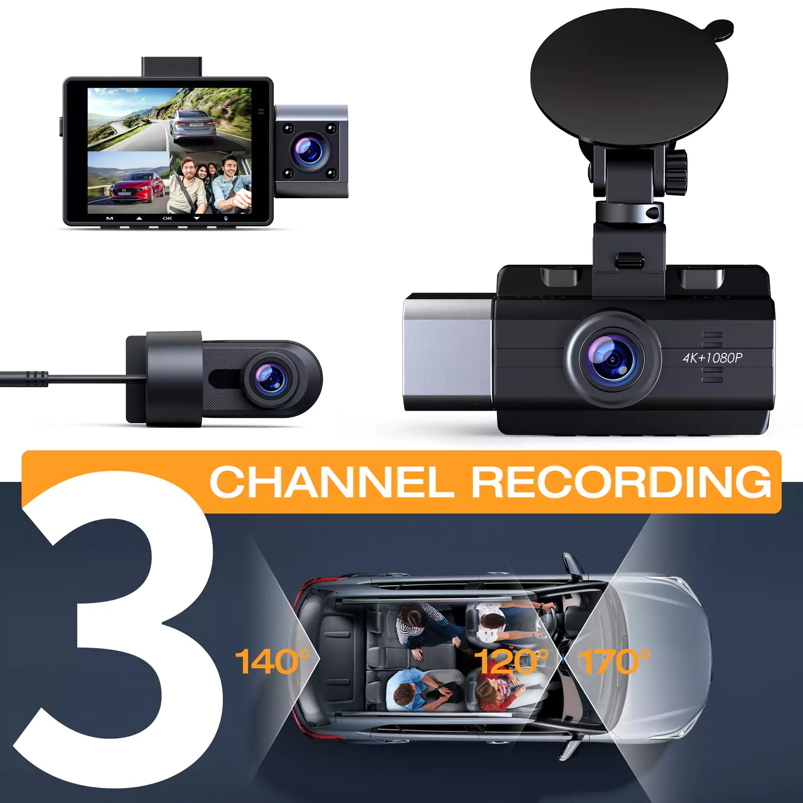 3 Channel 4K Car Camera