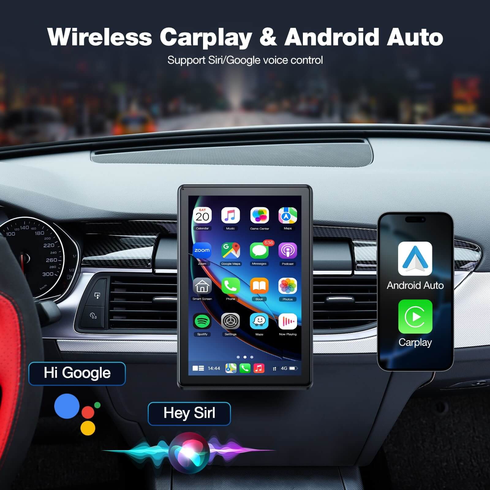 LAMTTO RC18 7" Wireless CarPlay Screen for Car With OTA Updates