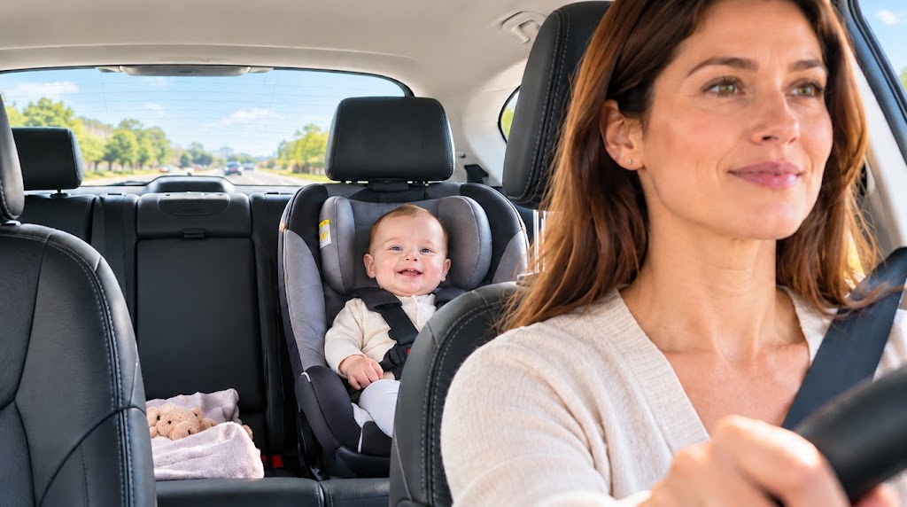 How to Check on a Rear-Facing Baby While Driving