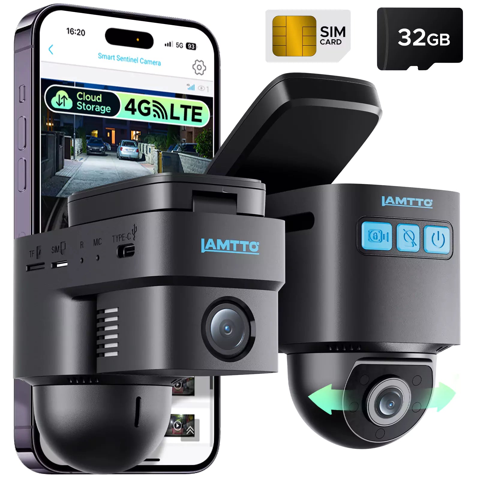 Lamtto DC22 4G LTE Cellular  Front & Inside Remote Live-View Dash Cam