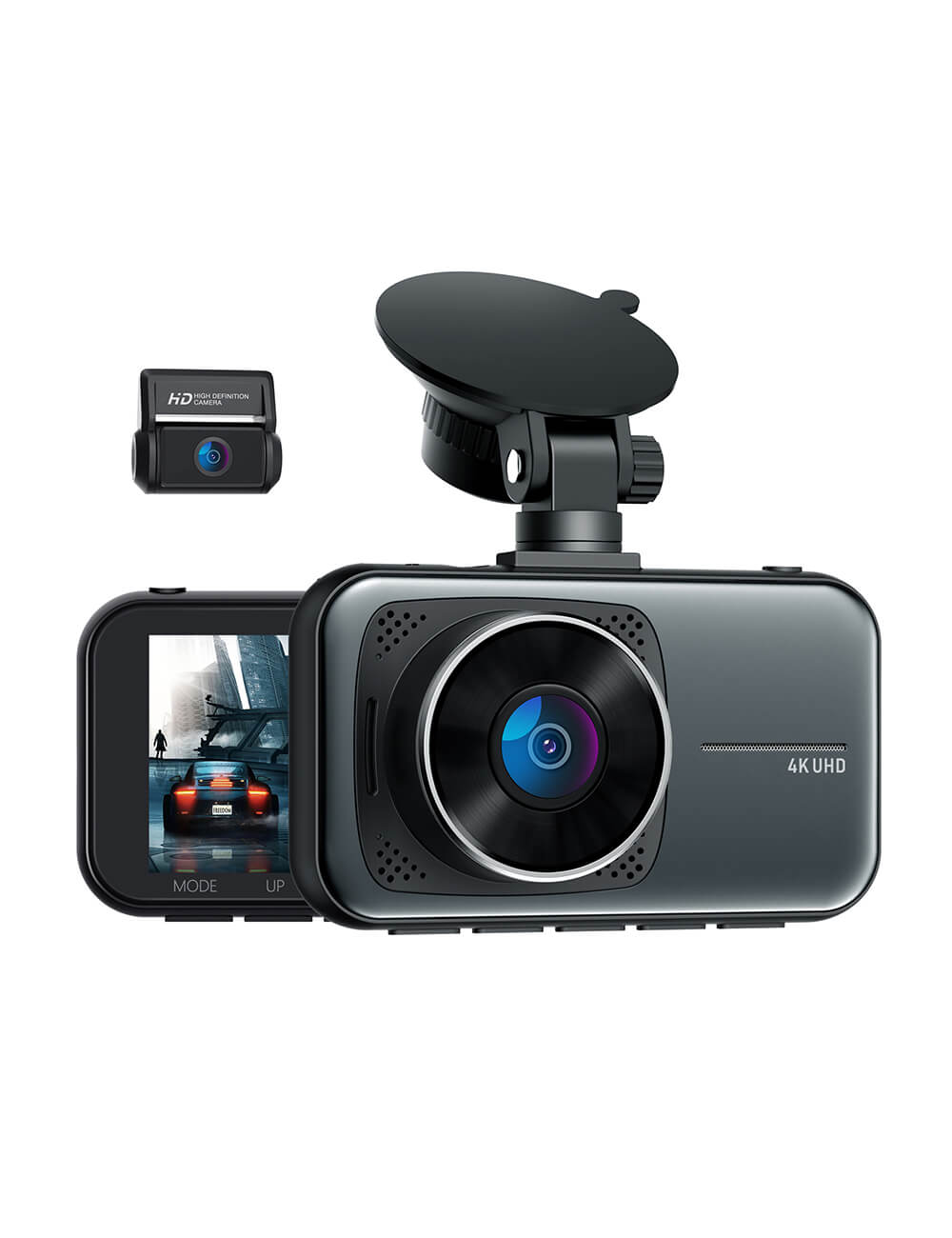 Lamtto DC16  3" 4K Front and Rear Dual Dash Cam for Cars With 64GTFU3 Card