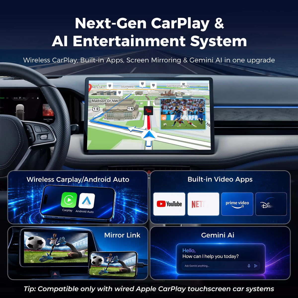 LAMTTO RC23 converting wired CarPlay to wireless