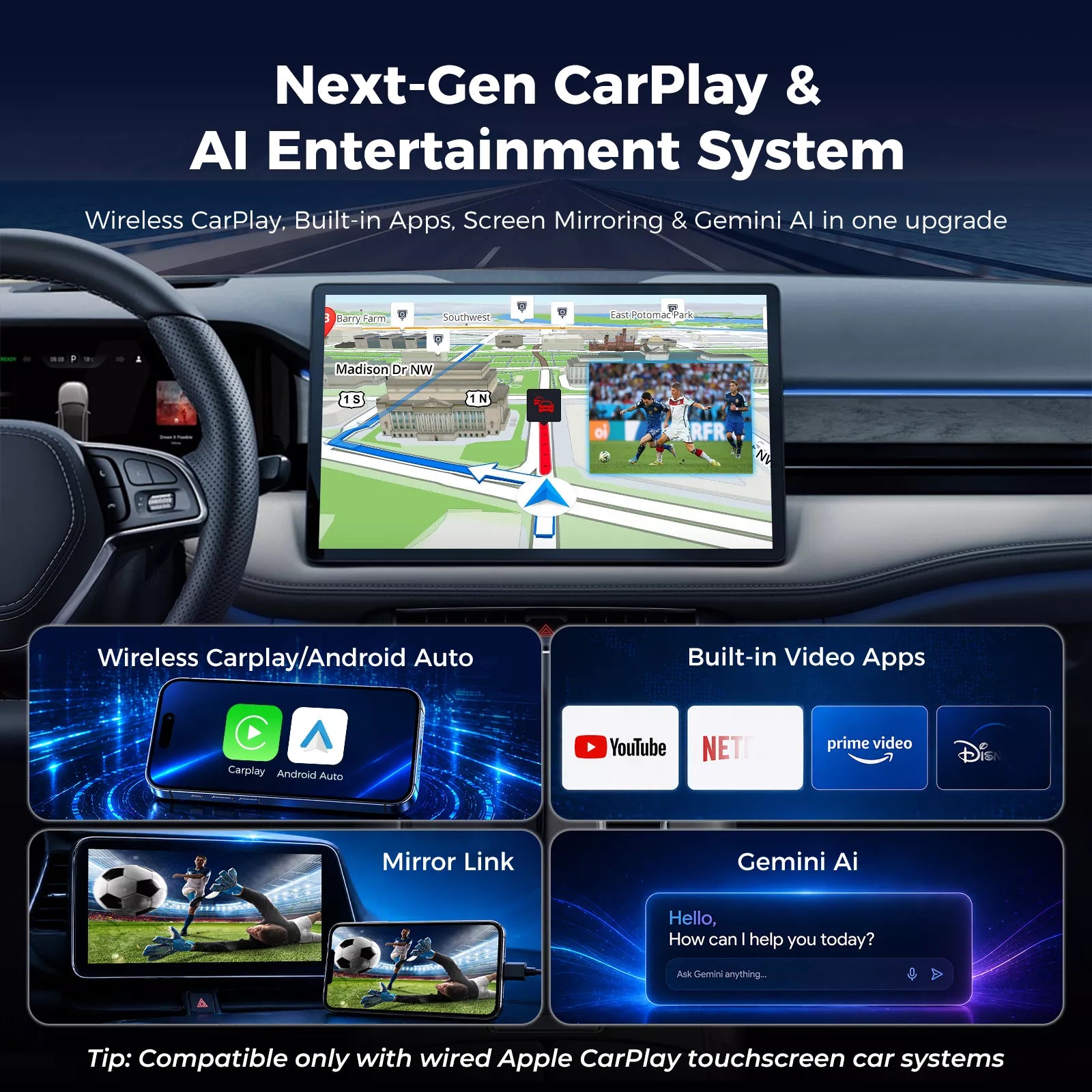 LAMTTO RC23 3-in-1 Magic Video Carplay Box for Streaming Netflix/YouTube/TikTok