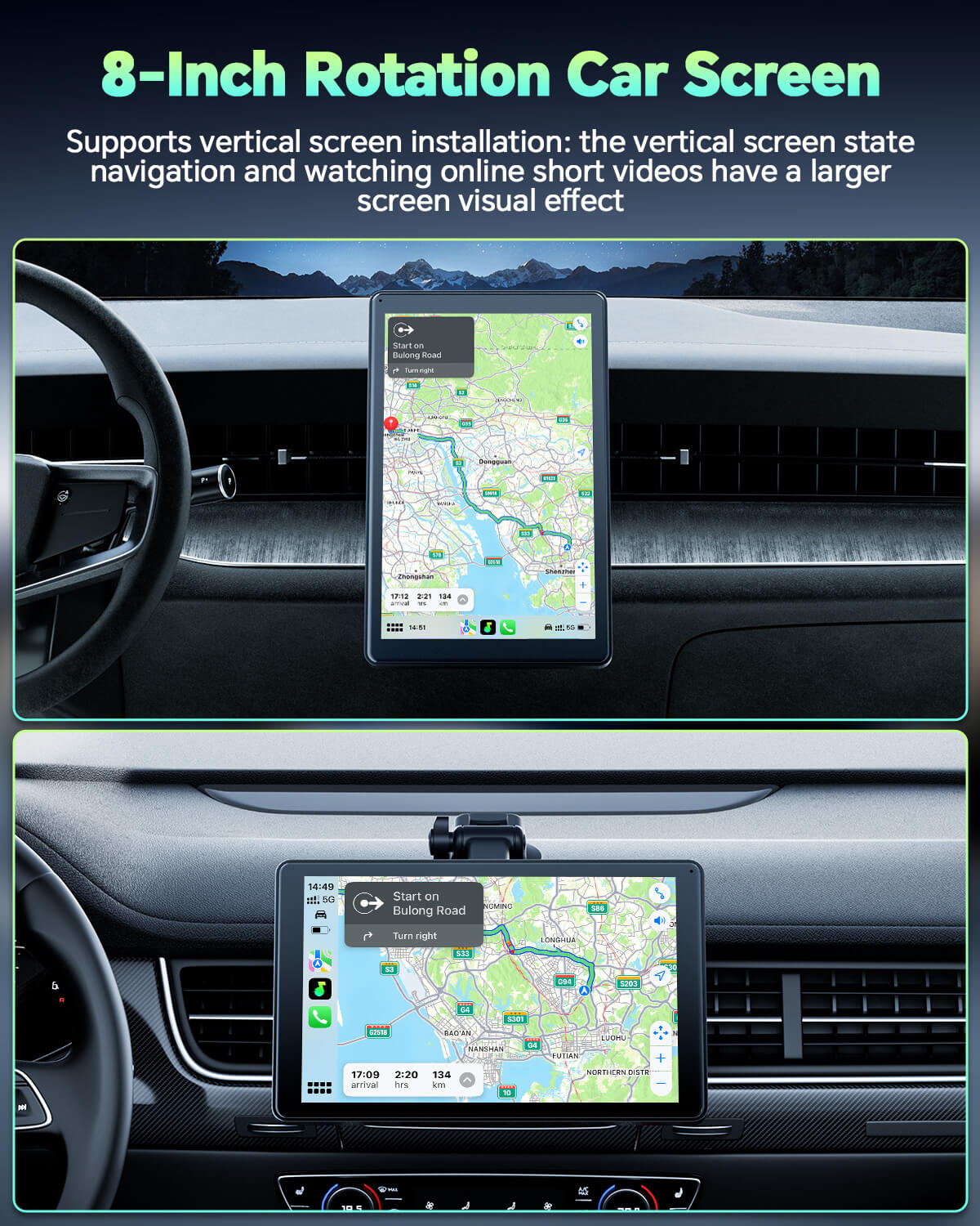  8" Smart Display For Car With Carplay Seamless Navigation & Entertainment