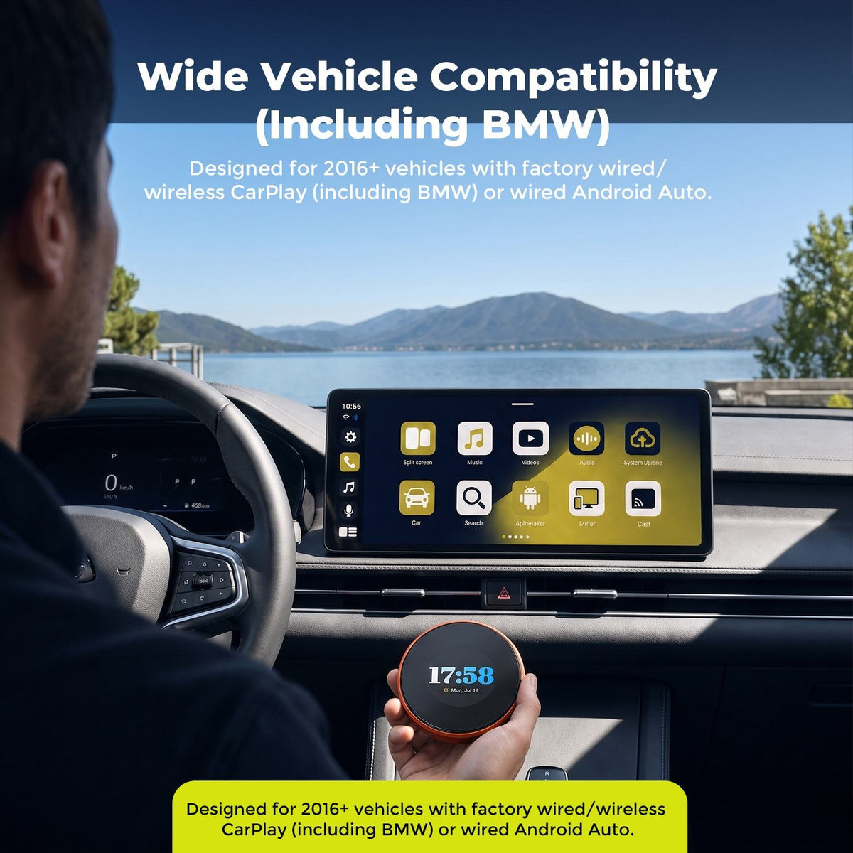 LAMTTO RC31 5G LTE CarPlay AI Box – Android 15, 8GB+128GB, Wireless CarPlay & Android Auto