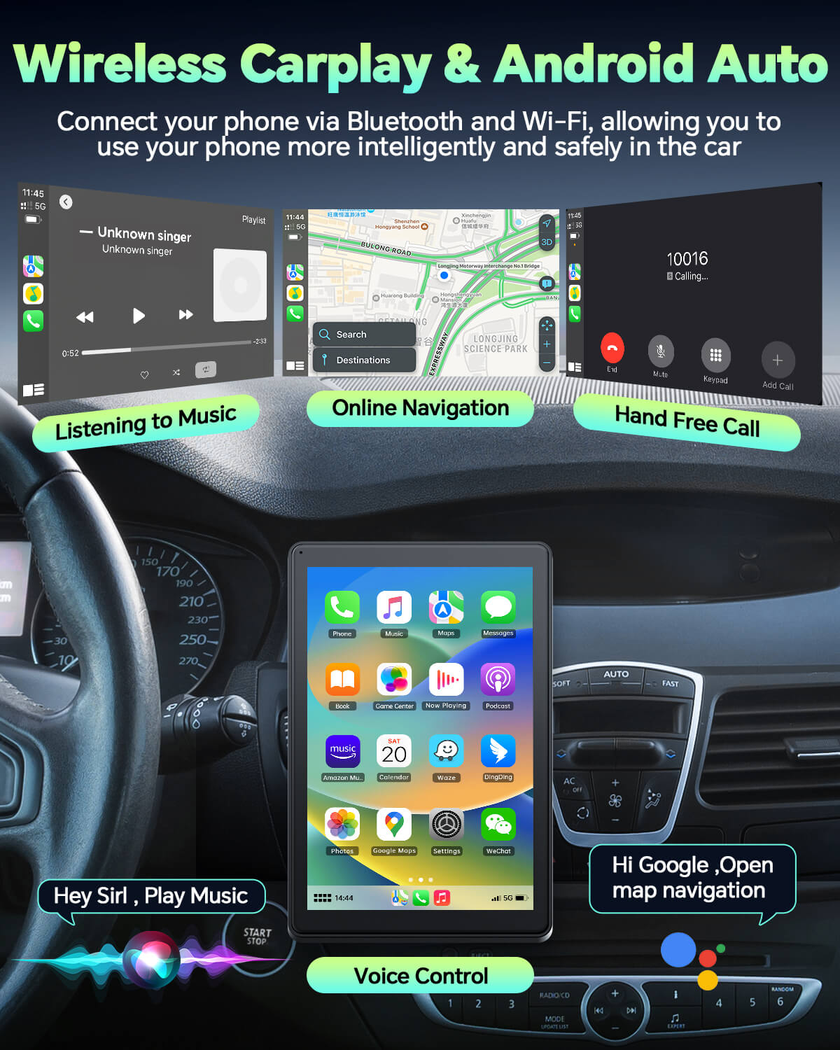  8" Smart Display For Car With Carplay Seamless Navigation & Entertainment