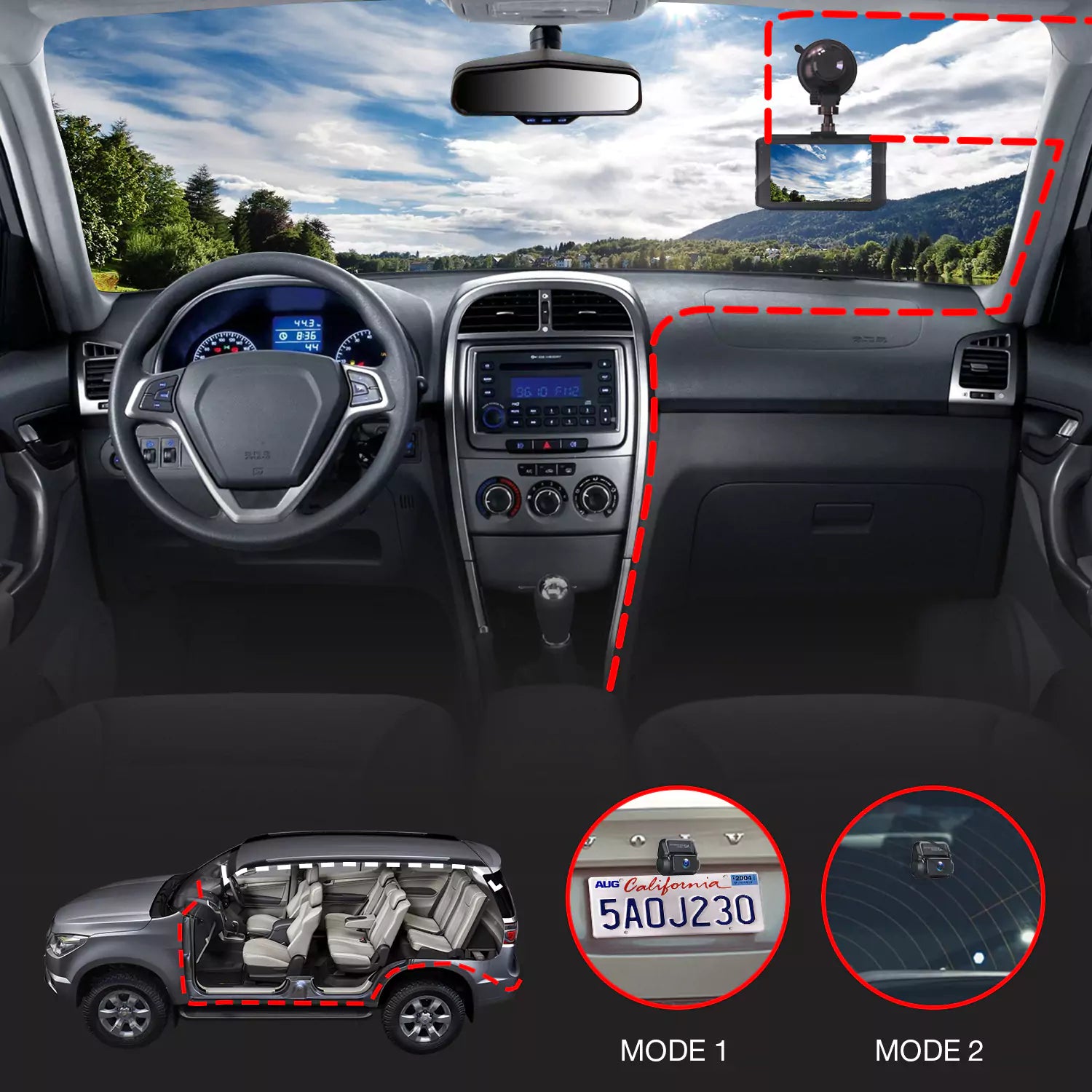 1080P Full HD Front And Back Dash Camera | Lamtto