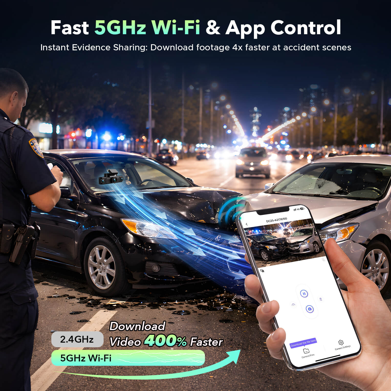 LAMTTO DC25 4-Channel Dash Cam with WiFi 360° Car Camera